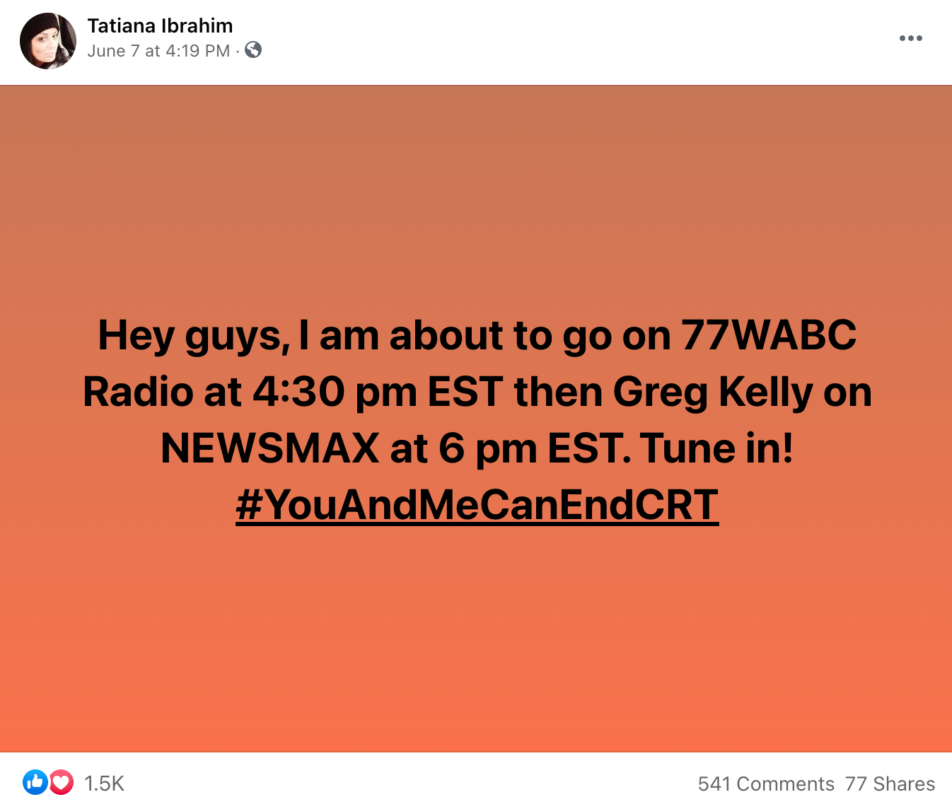 image of facebook post