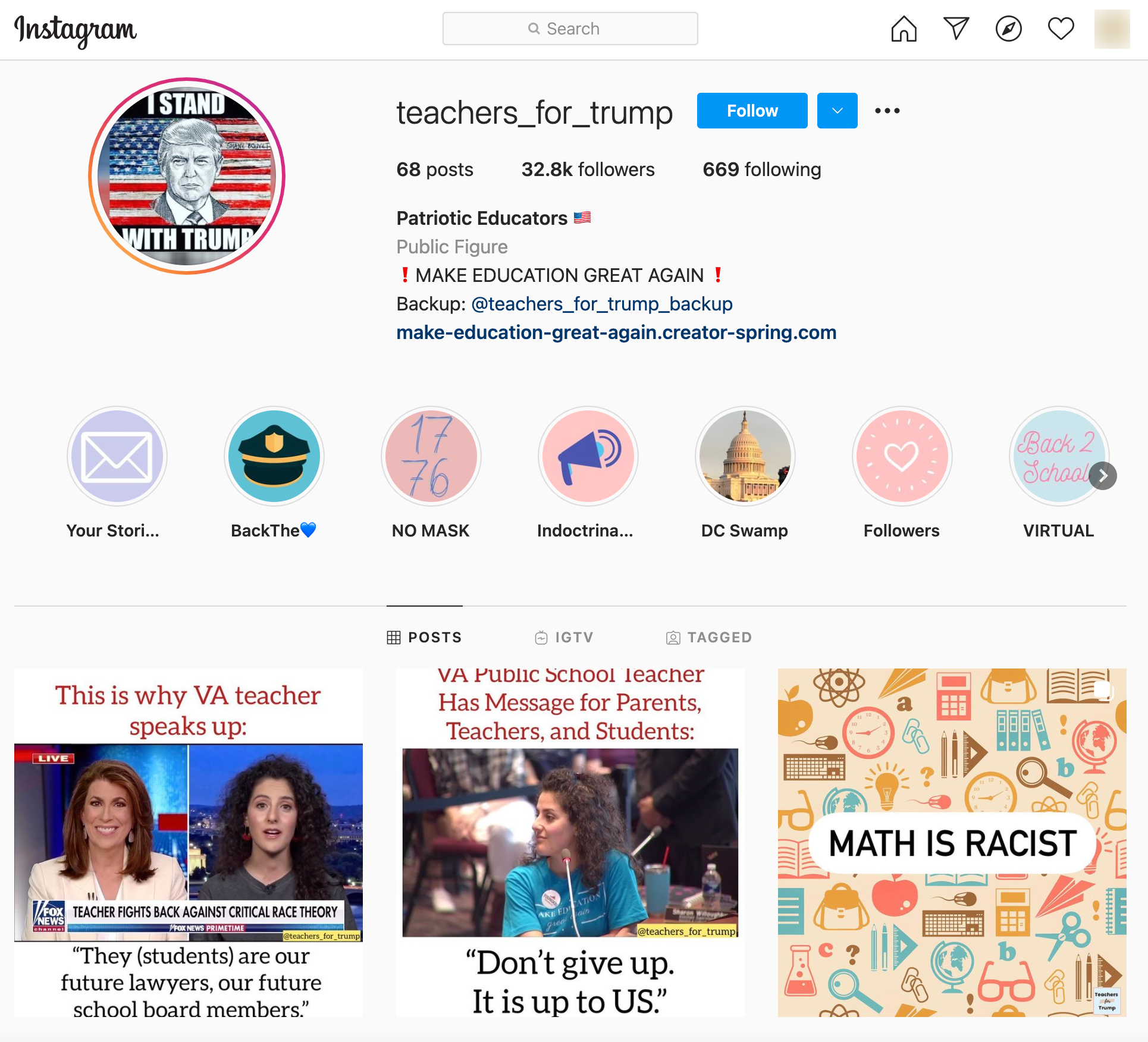 image of instagram account