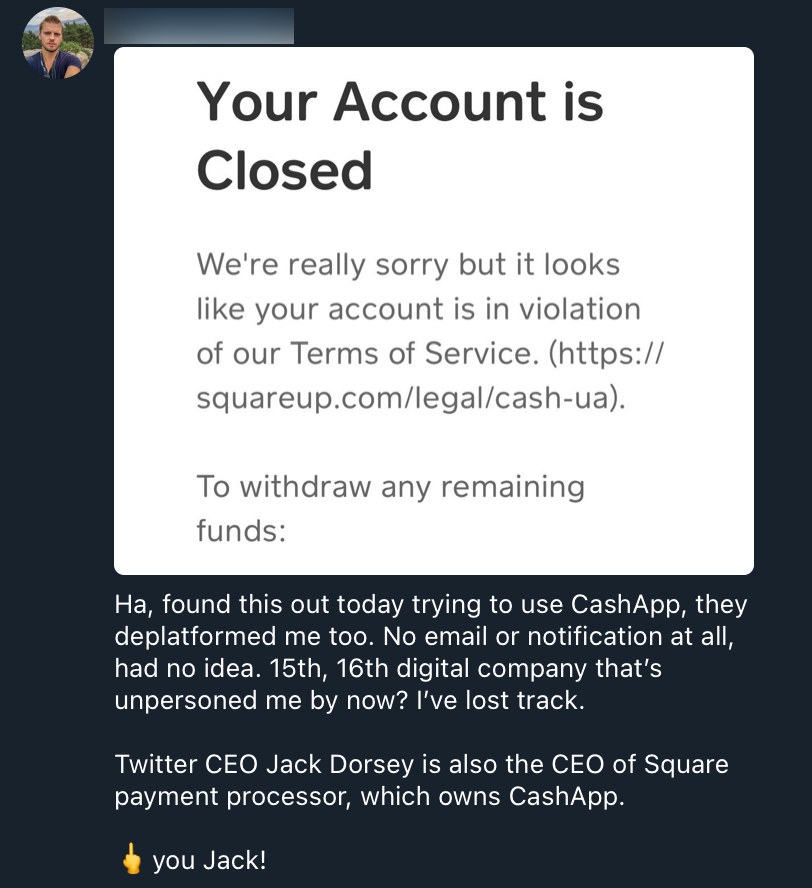 Cash App QAnon influencer ban