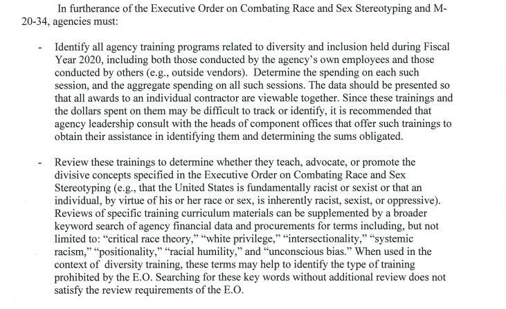 Russ Vought memorandum on critical race theory training divisive concepts