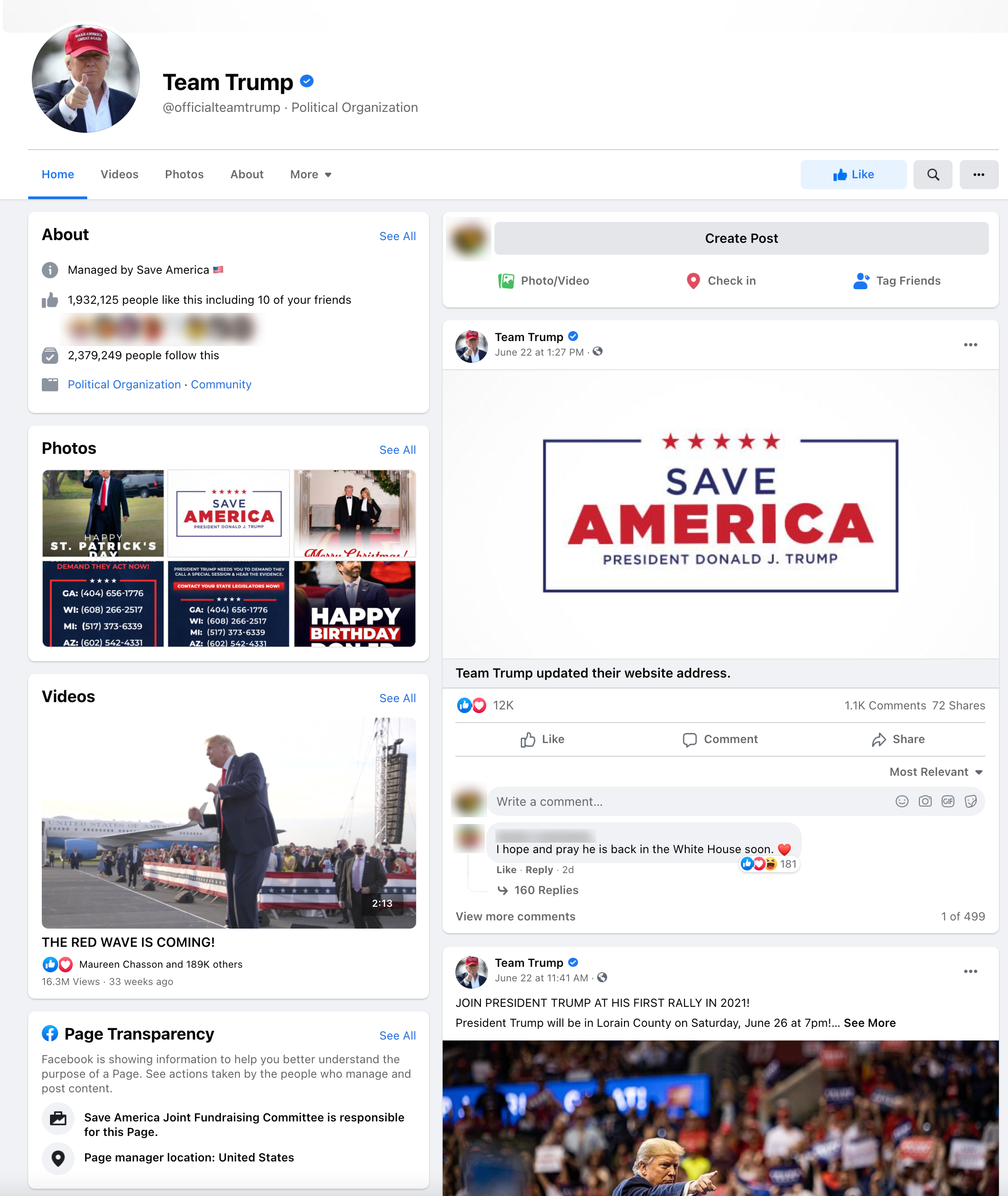 image of facebook page