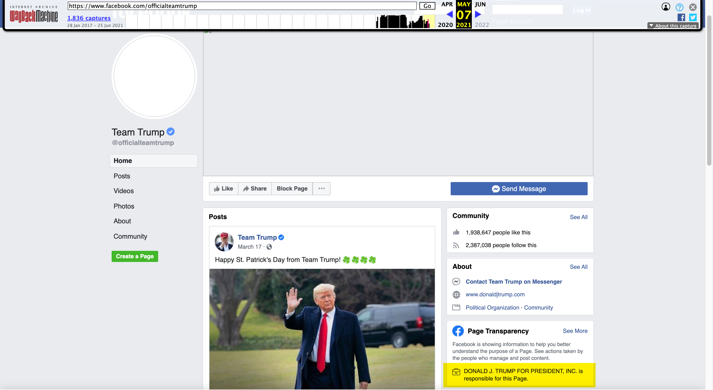 image of facebook page