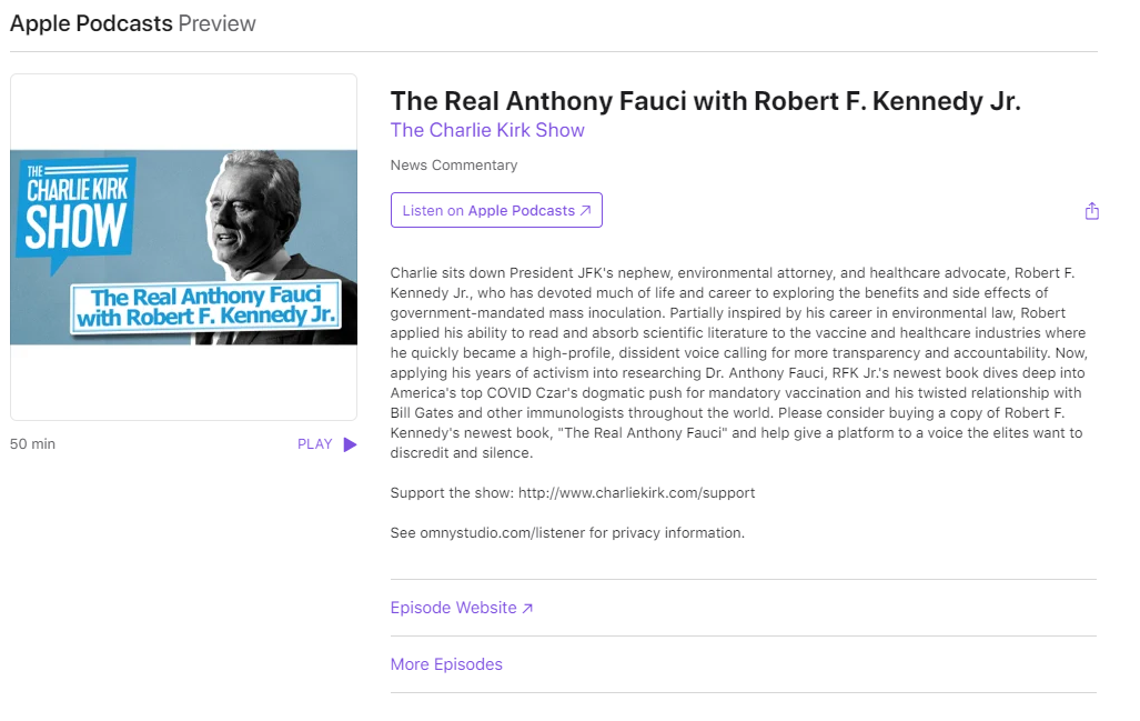 Charlie Kirk Podcast on Apple