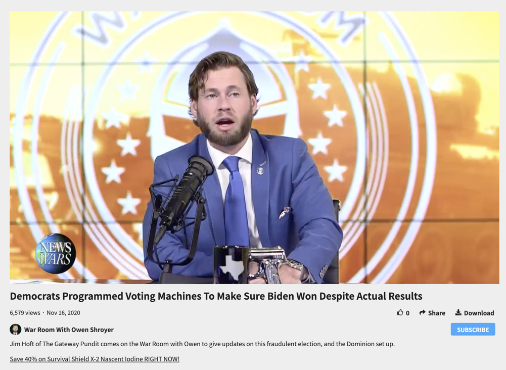 Owen Shroyer hosts Infowars segment spreading lies about Dominion