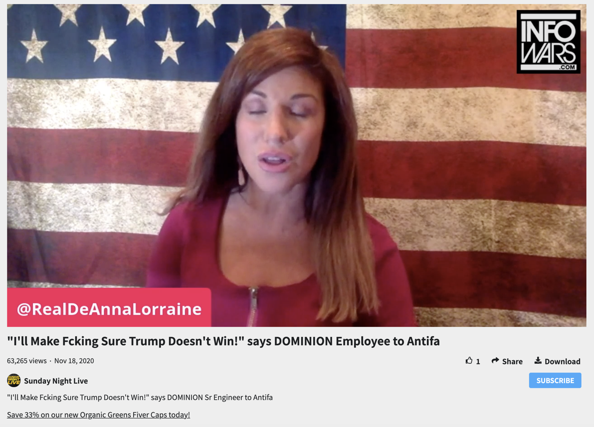 Infowars broadcast smears Dominion employee