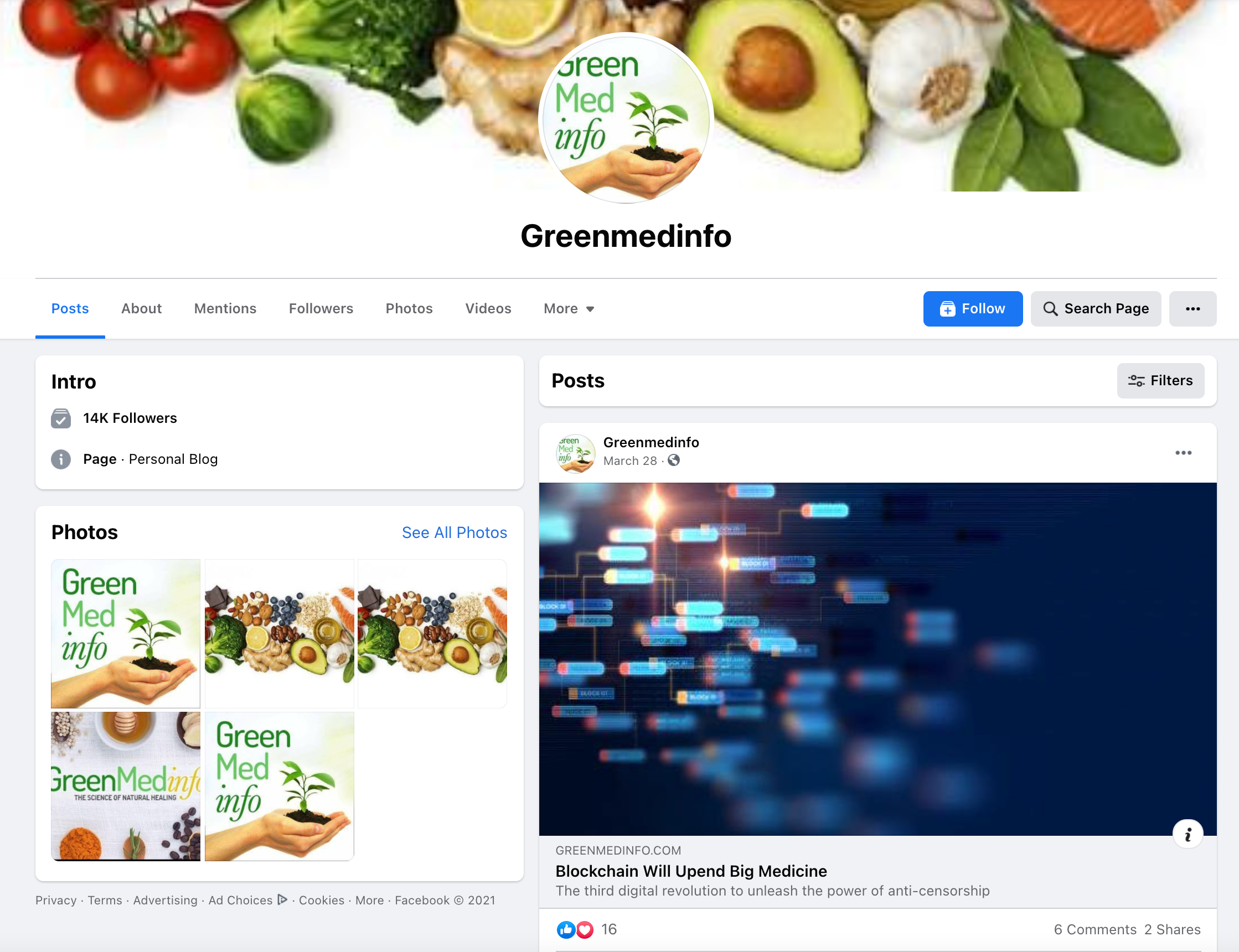image of facebook page