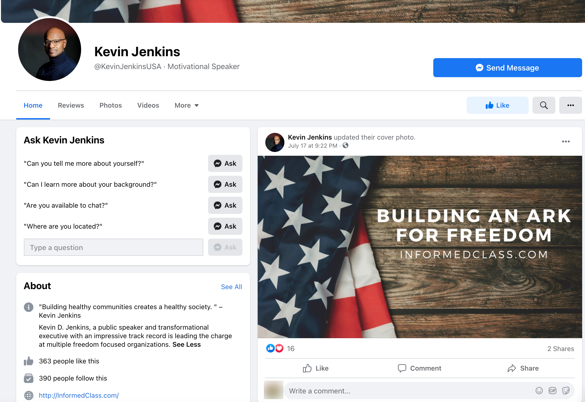 image of facebook page