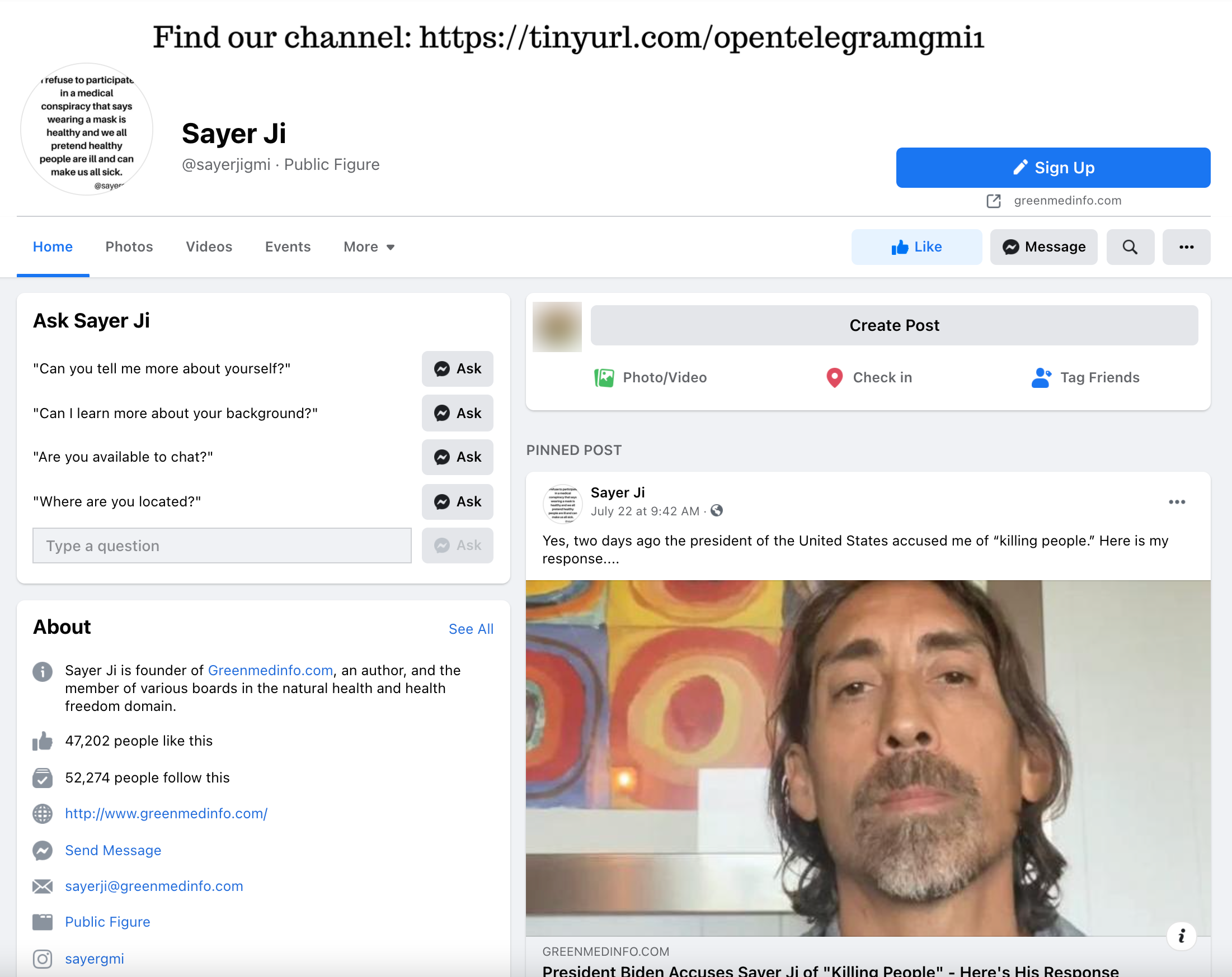 image of facebook page