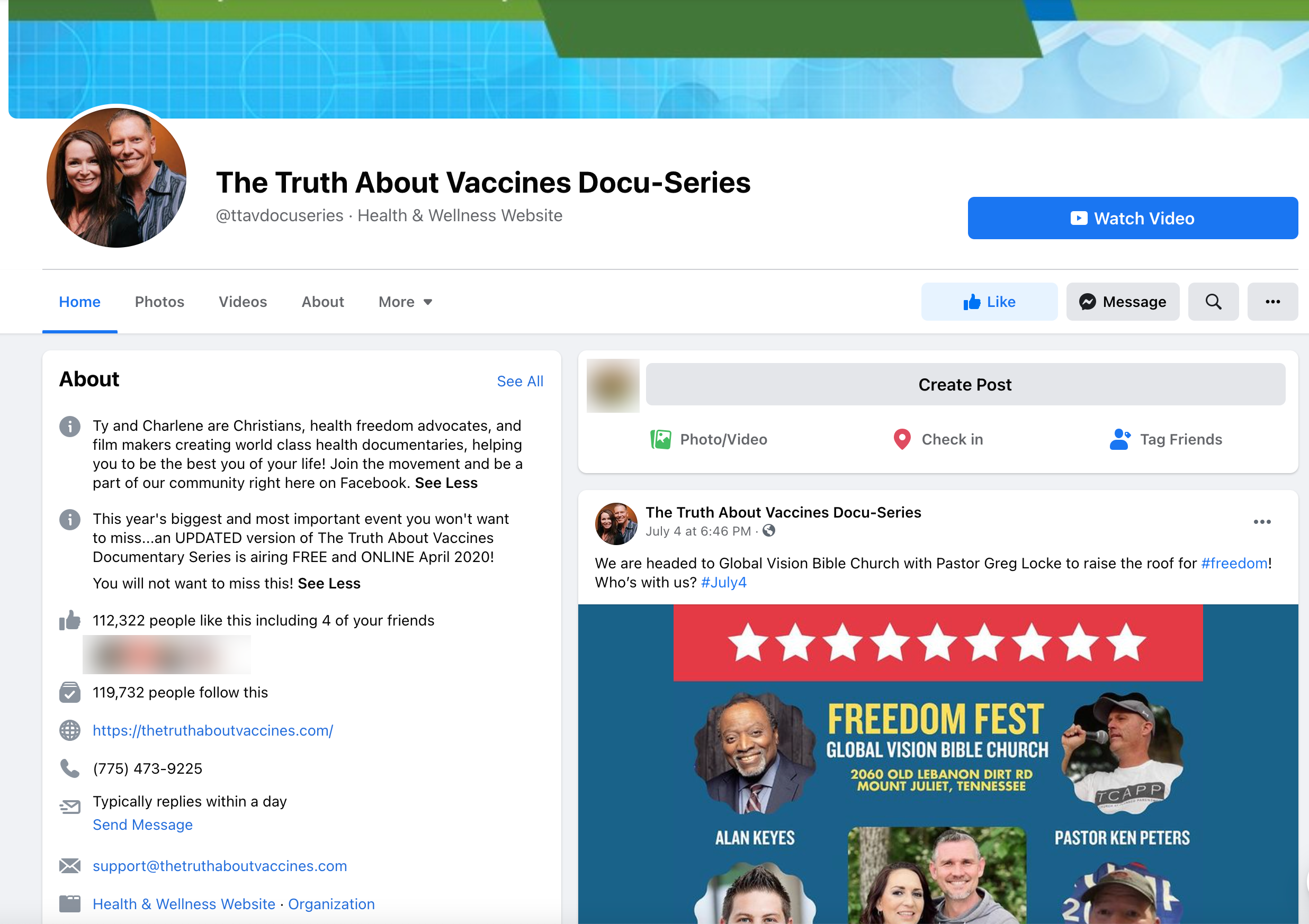 image of facebook page