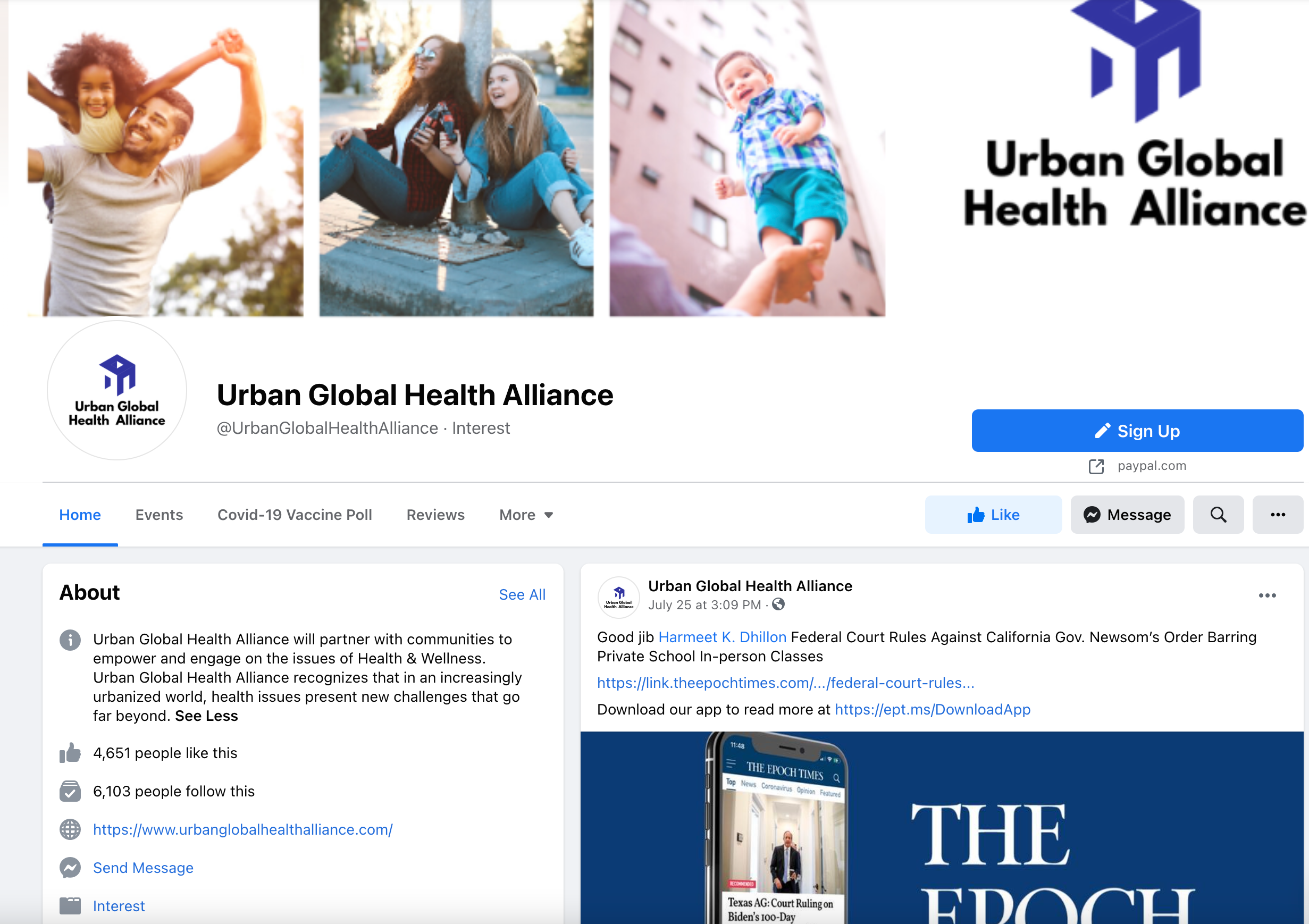 image of facebook page