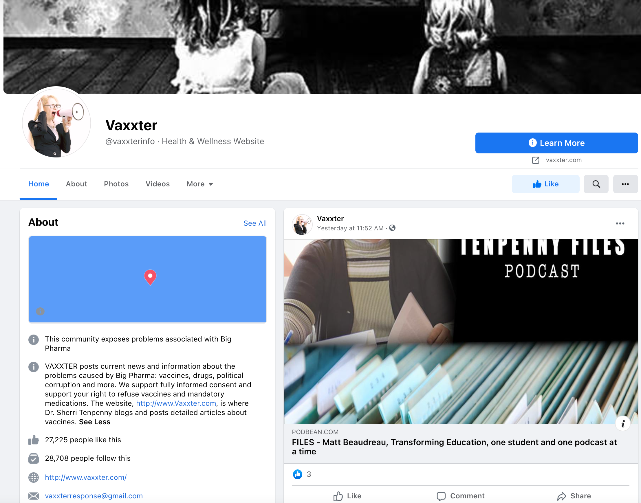 image of facebook page