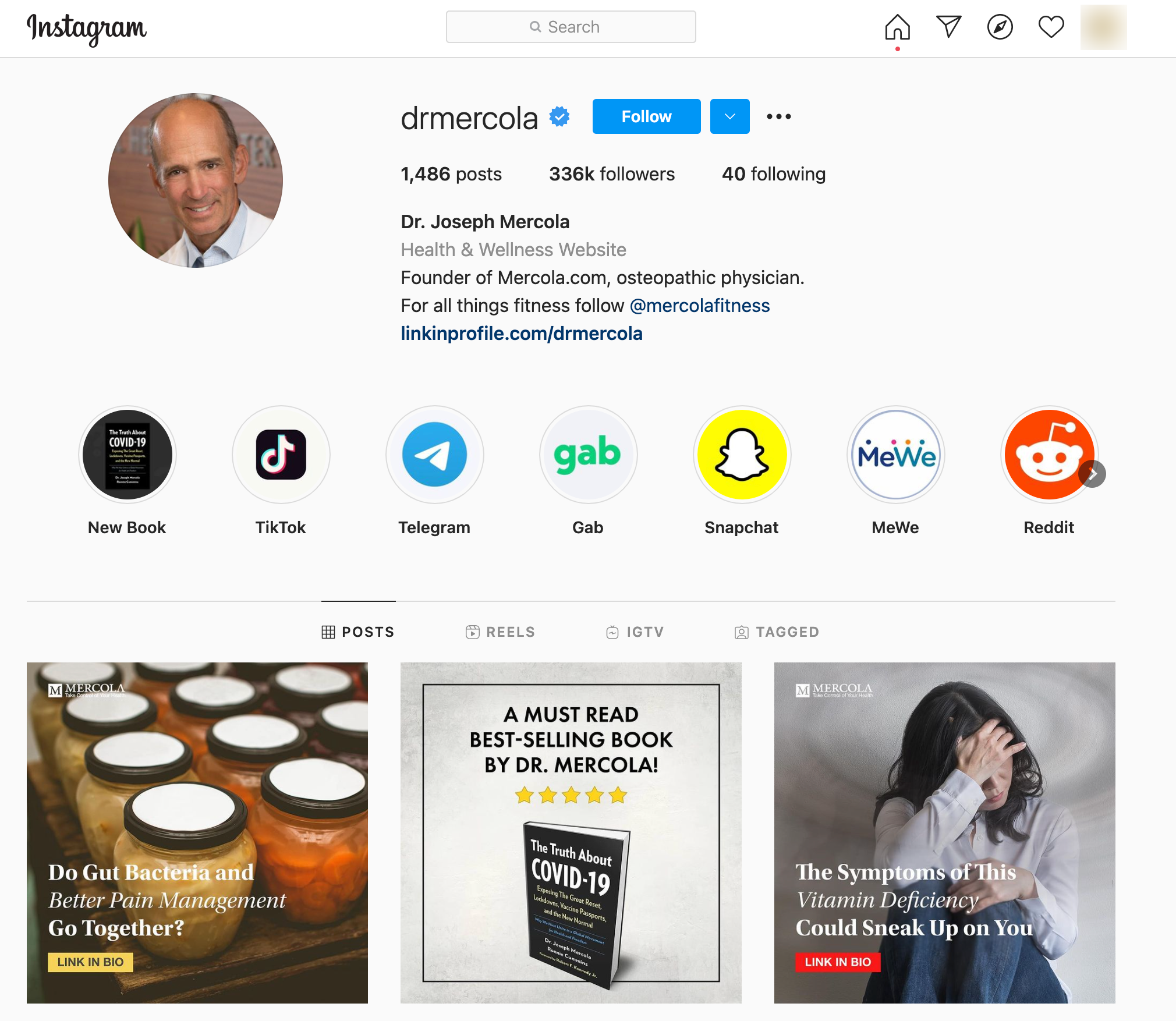 image of instagram account