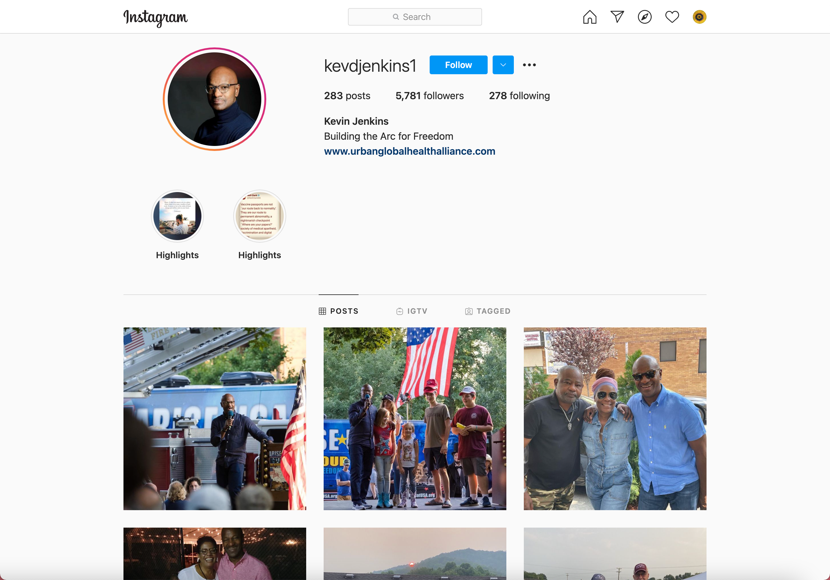 Image of Instagram account 