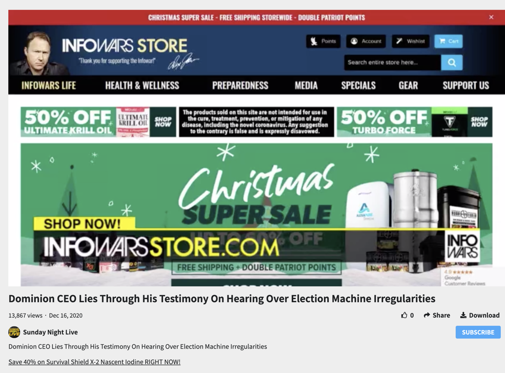 Infowars Store ad