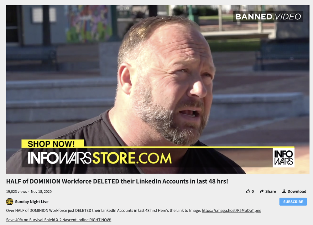 Infowars Store ad follows attack on Dominion employees 