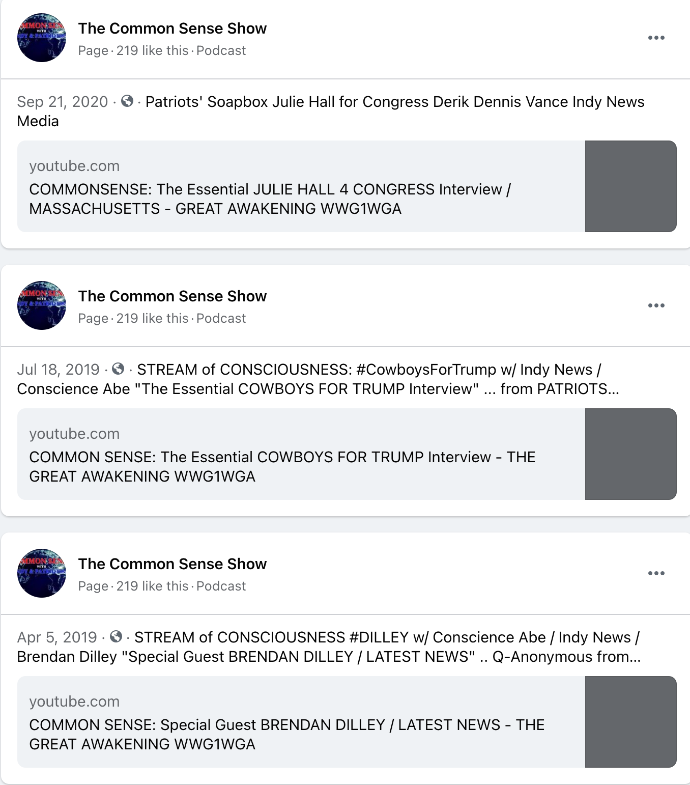 The Common Sense Show Facebook QAnon