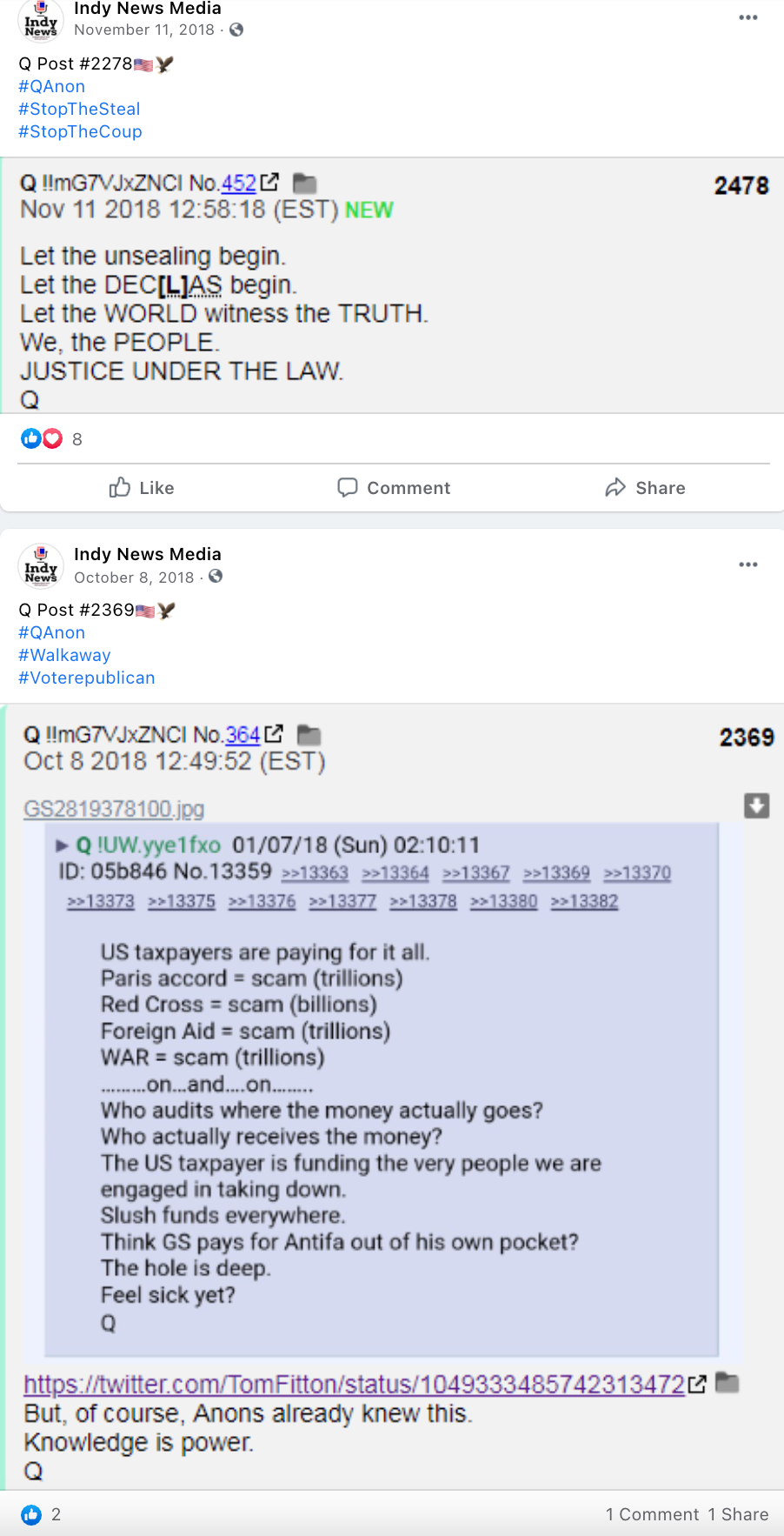 Indy News Media Facebook QAnon