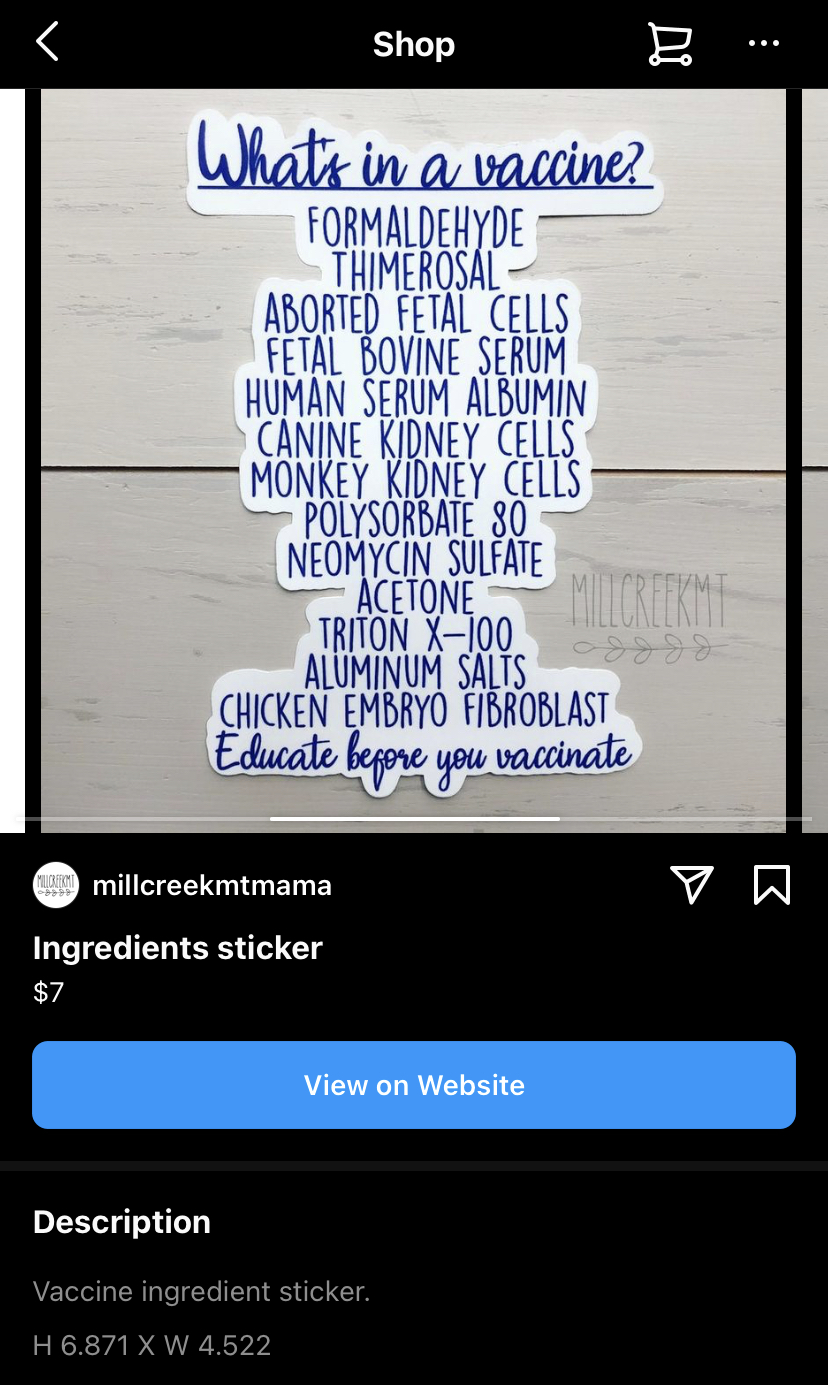 anti-vaxx sticker -- ingredients