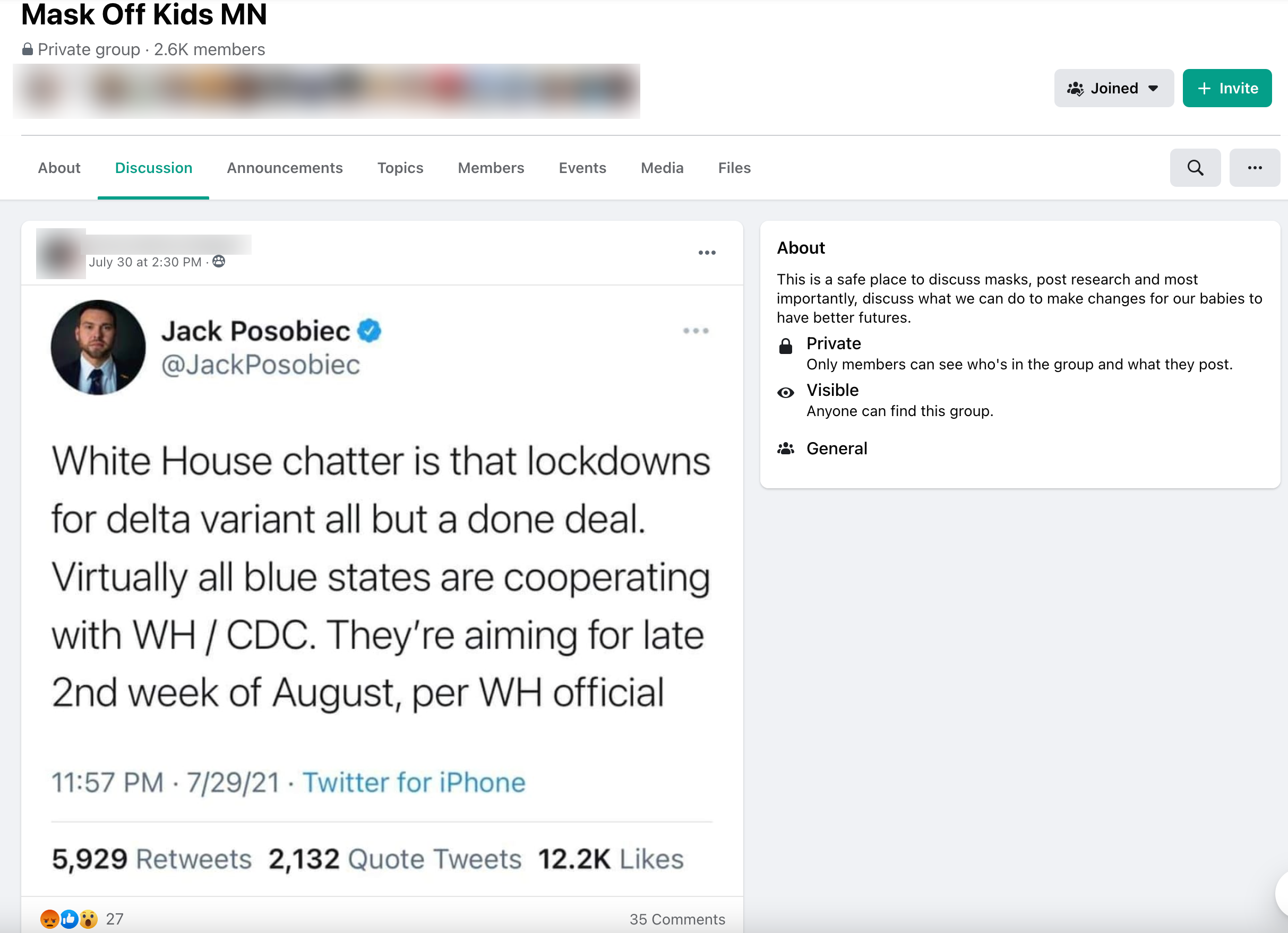 image of facebook post