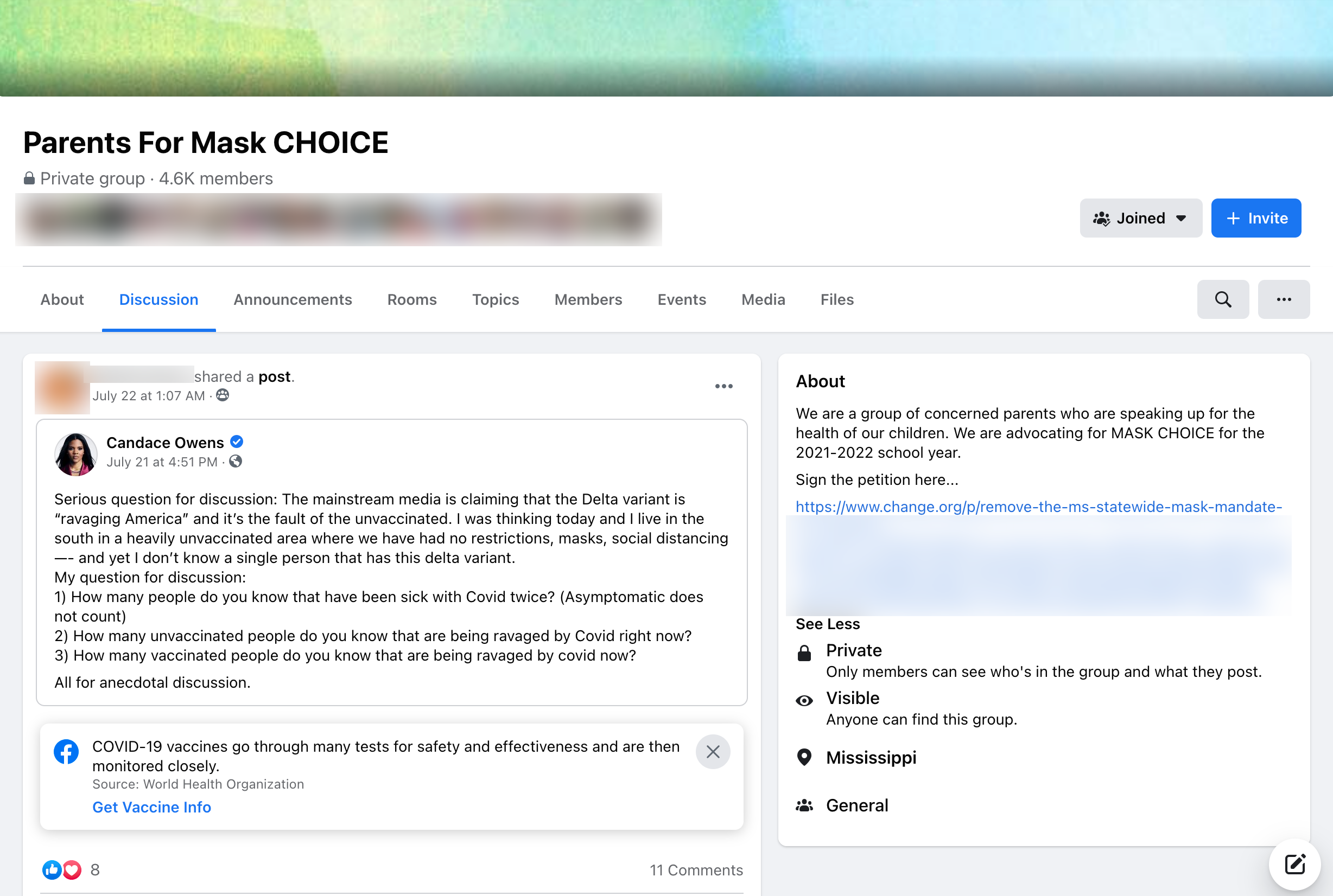 image of facebook post