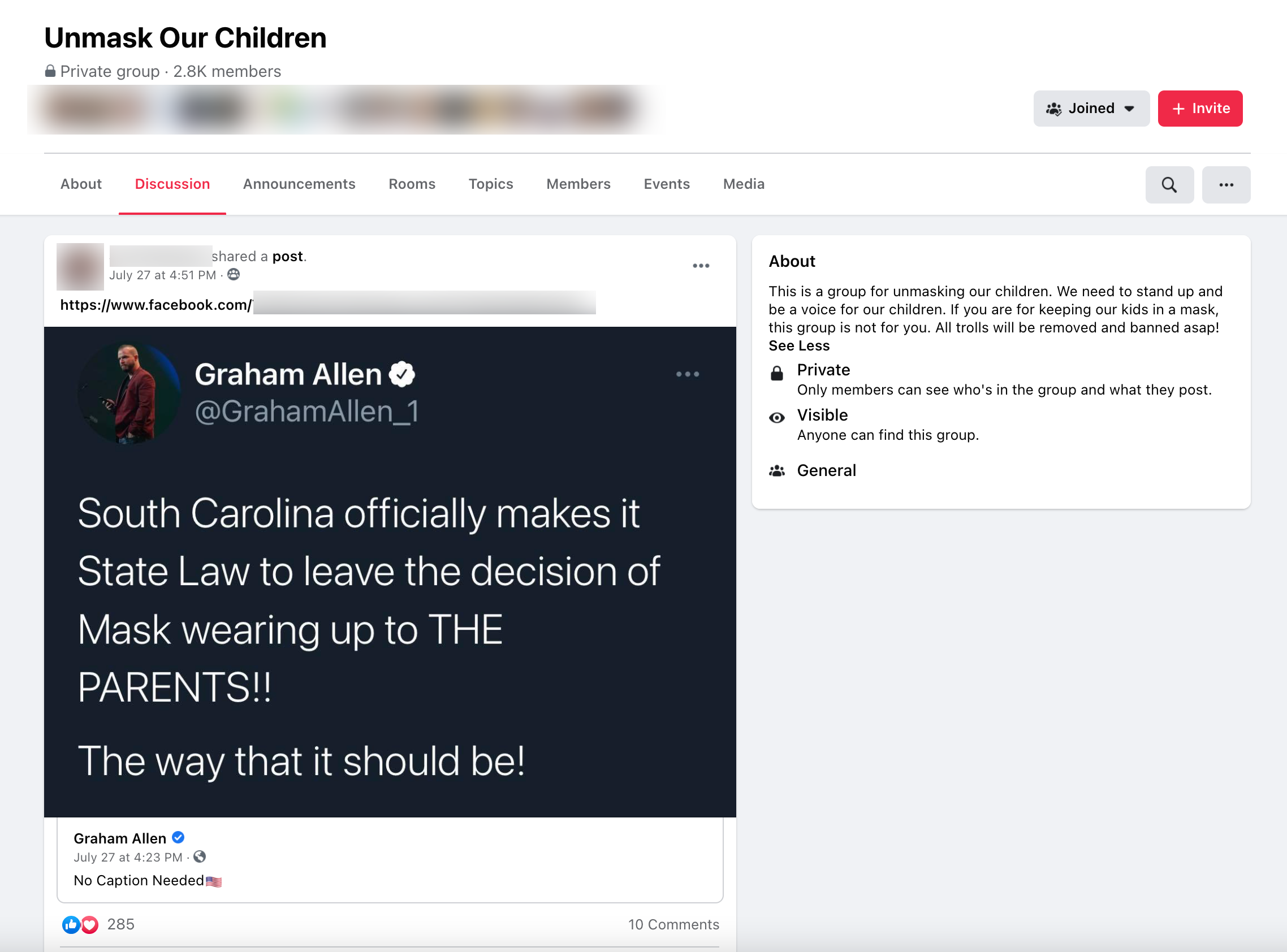 image of facebook post