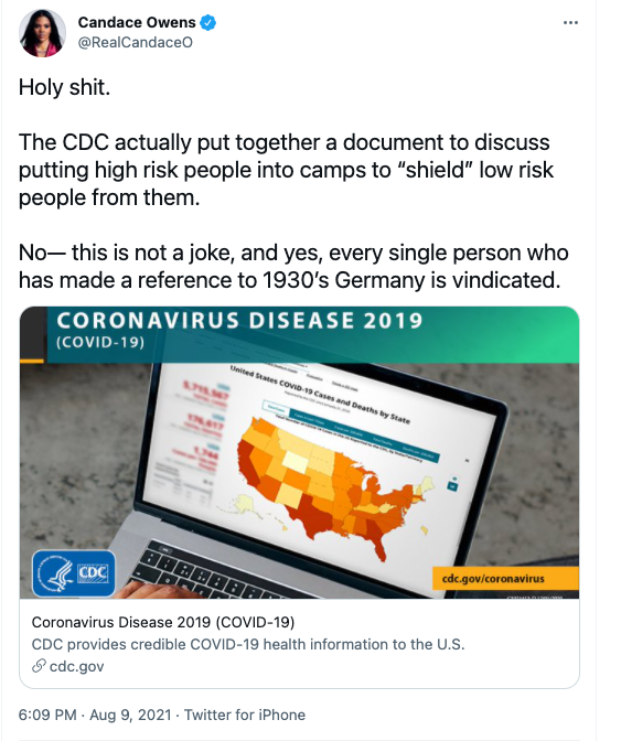 Candace Owens 8/9/21 tweet