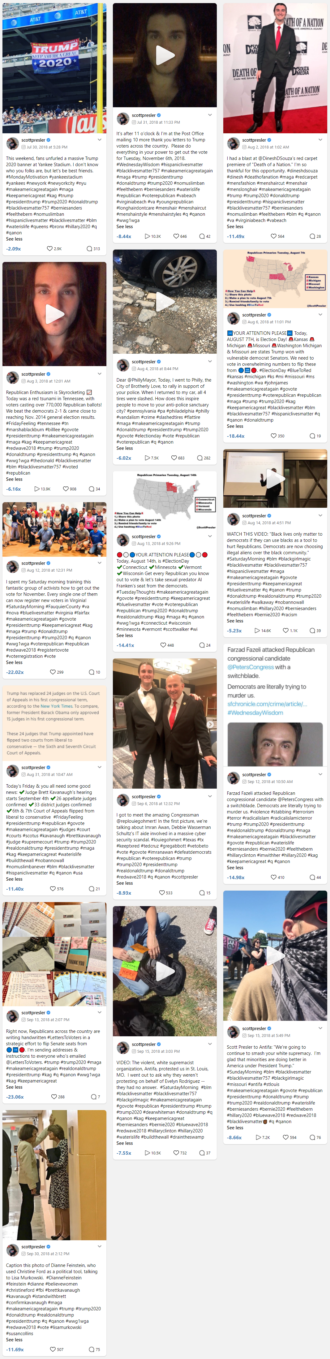 Scott Presler's "QAnon" posts on Instagram in 2018 part 1 of 2