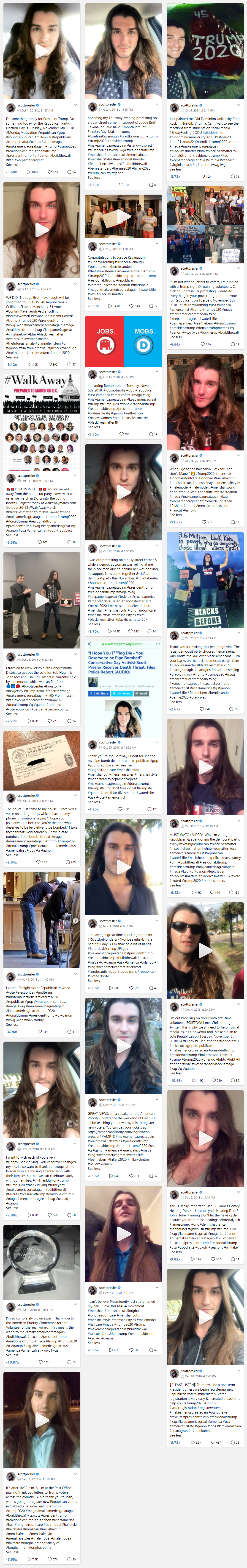 Scott Presler's "QAnon" posts on Instagram in 2018 part 2 of 2
