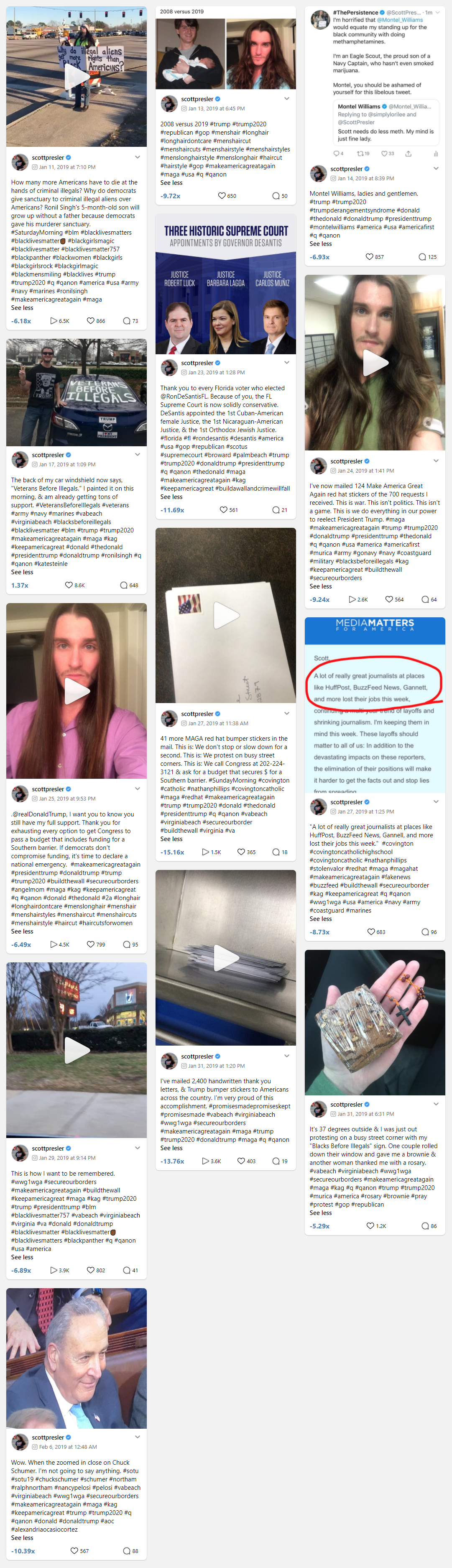 Scott Presler's "QAnon" posts on Instagram in 2019