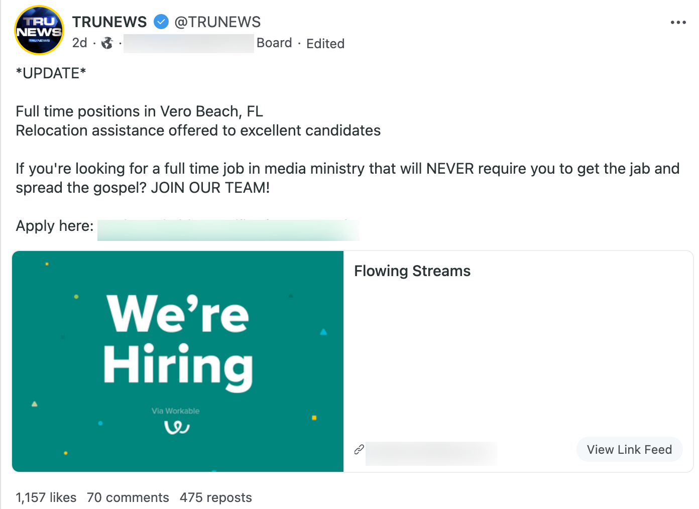 TruNews Gab post