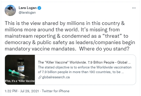 Lara Logan Tweet Global Research