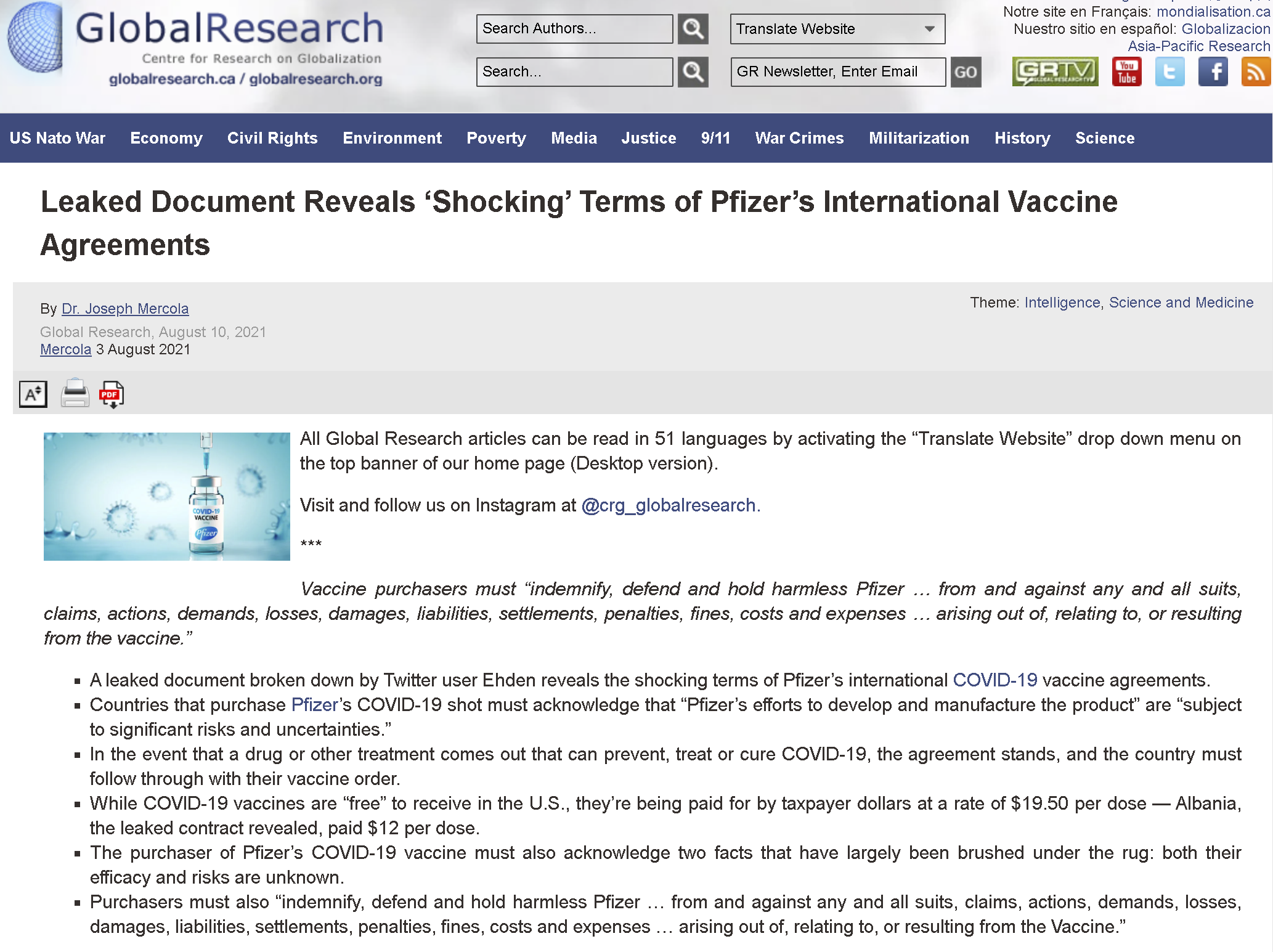 Global Research Leaked Documents Disinfo Headline