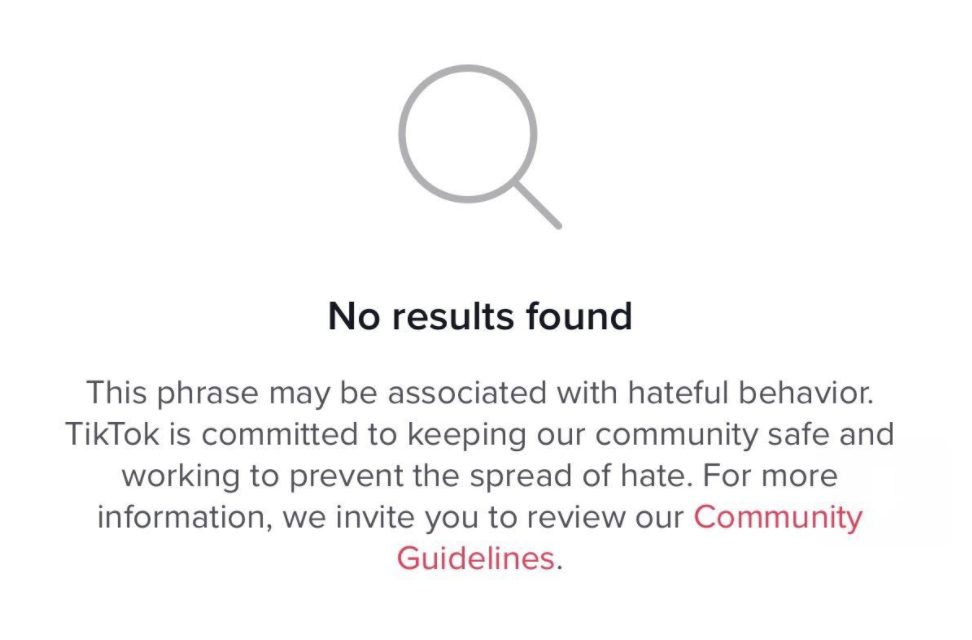 tiktok hateful behavior search