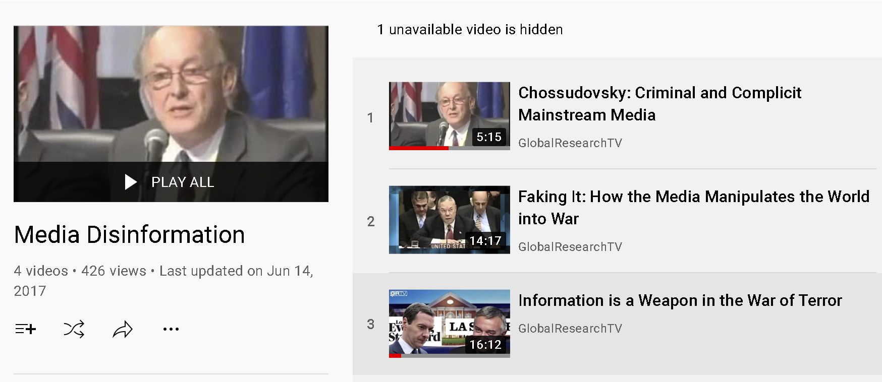 Global Research Youtube Media Disinformation playlist.png