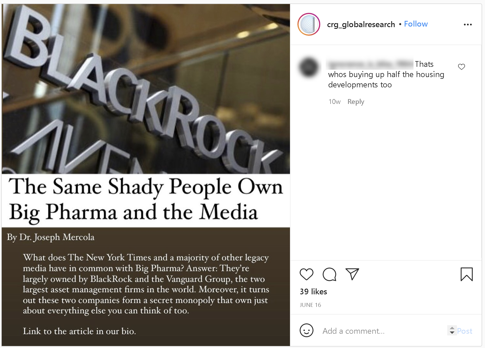 global research instagram shadowy group big pharma post