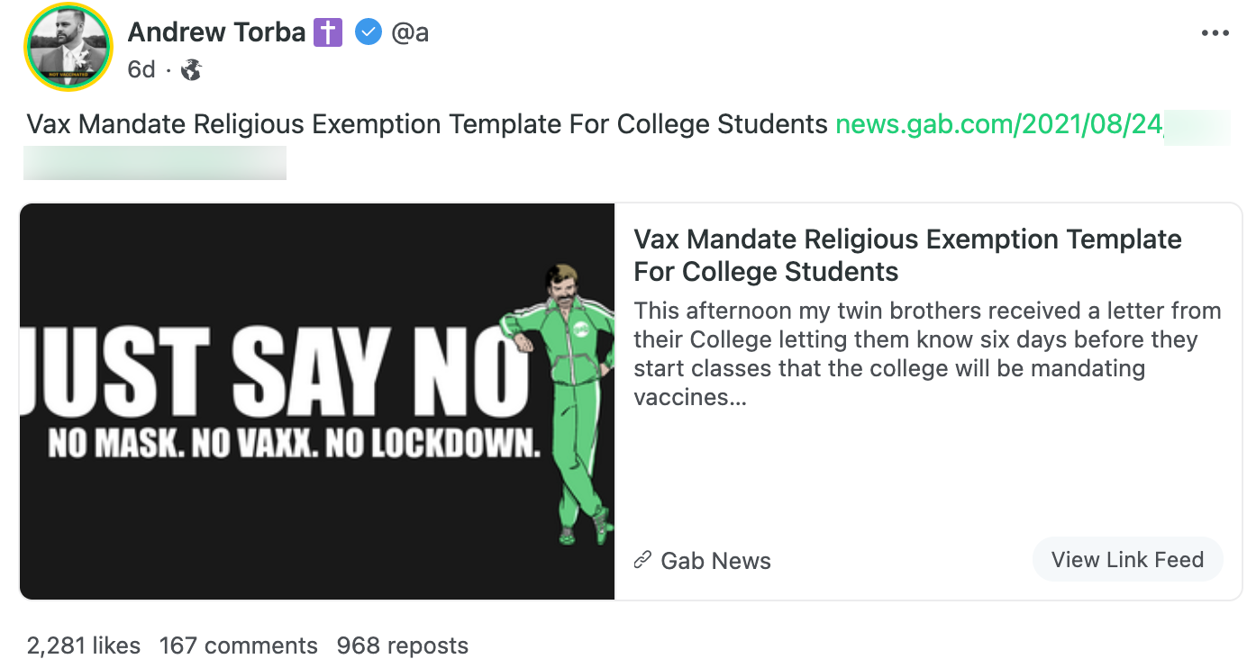 Torba college exemption post