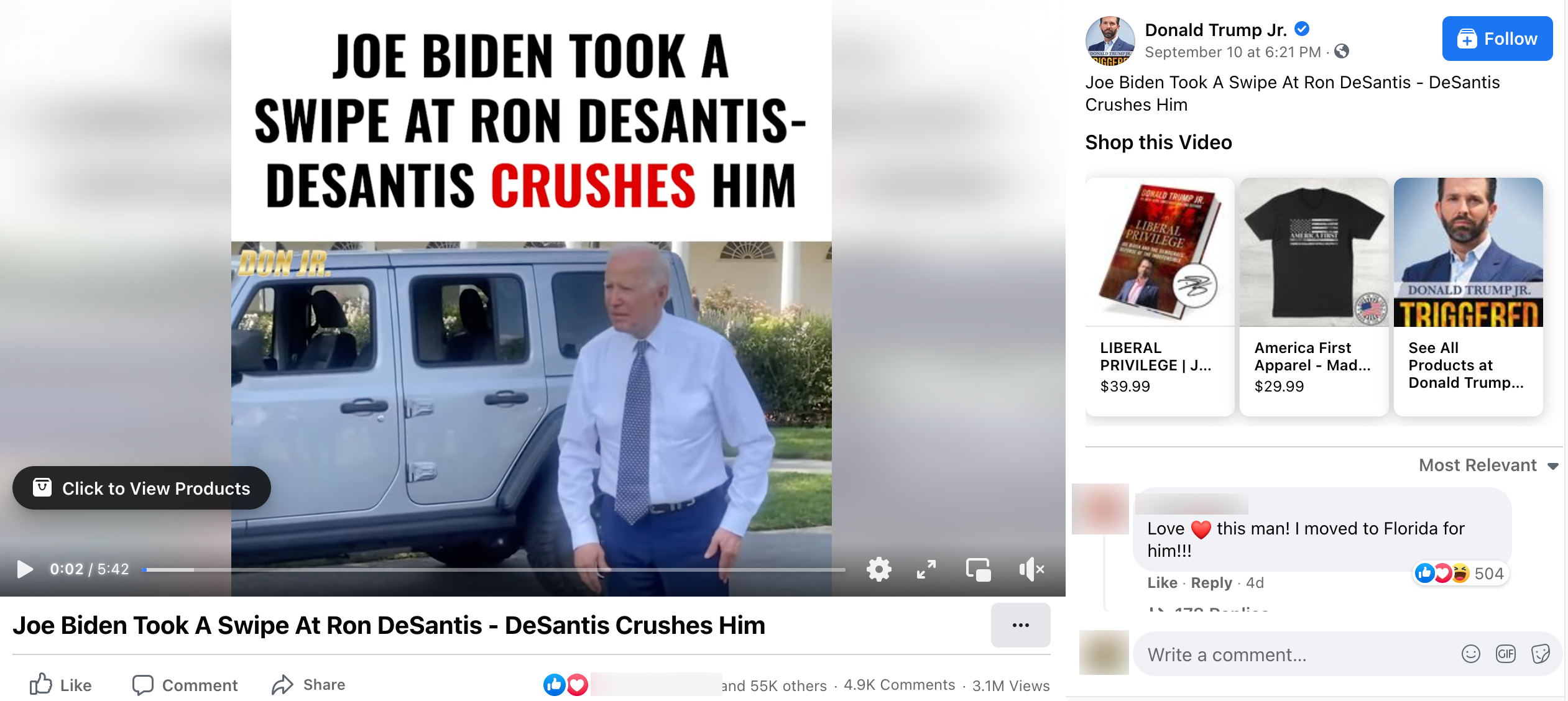 image of facebook post