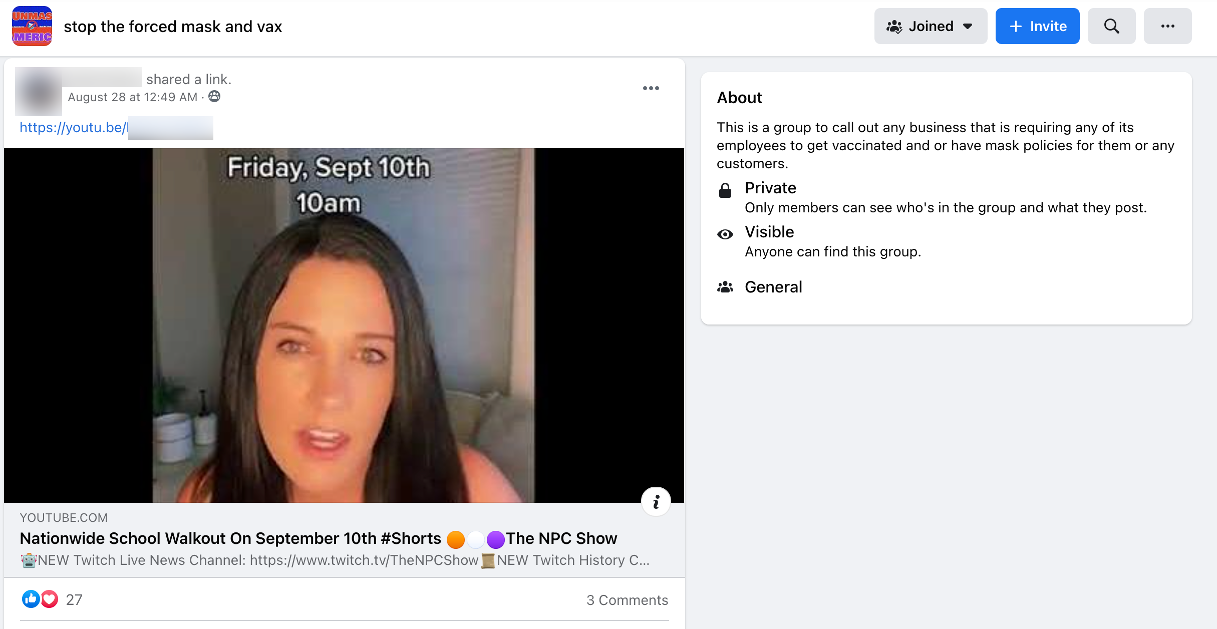 image of facebook post