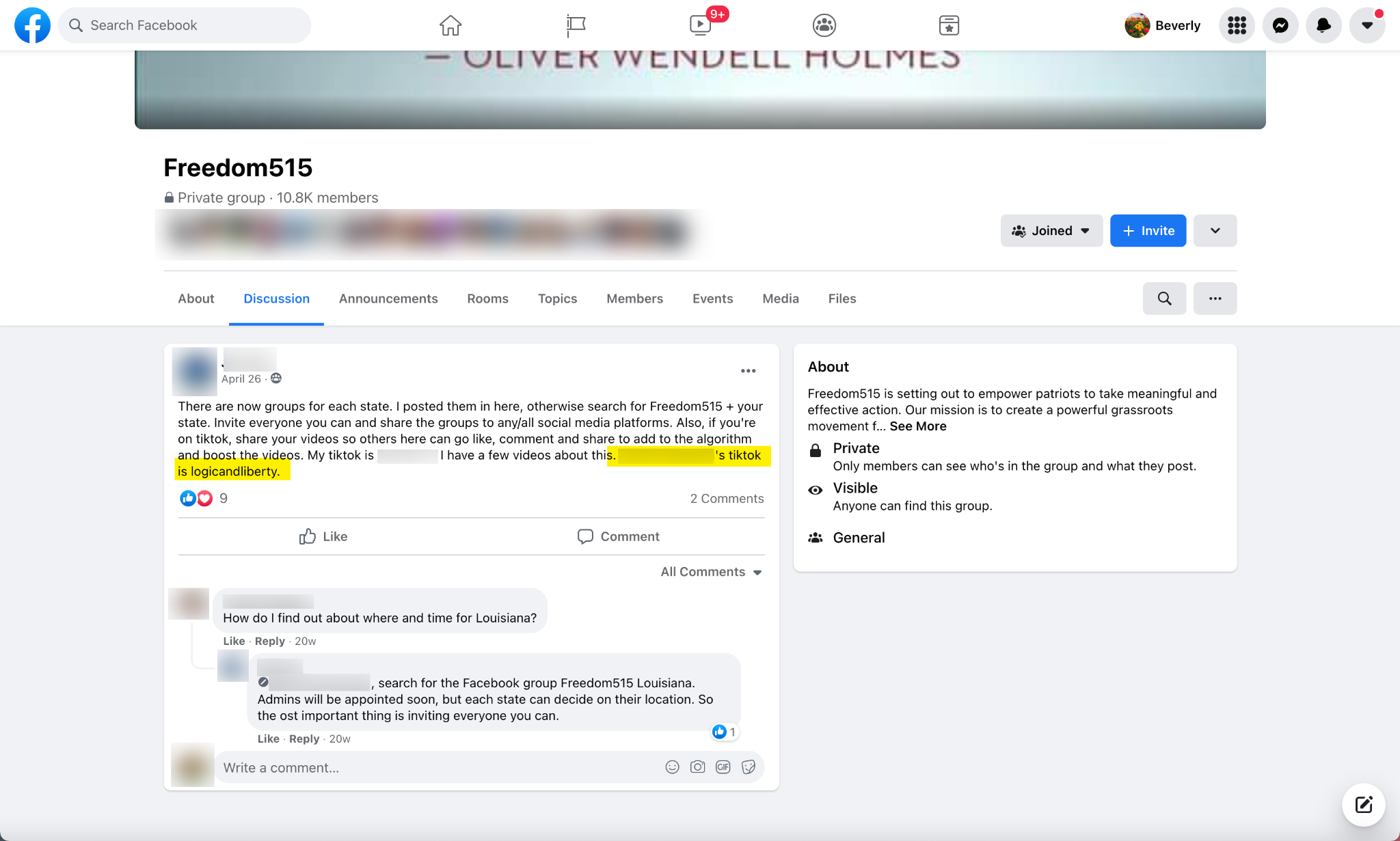 image of facebook post