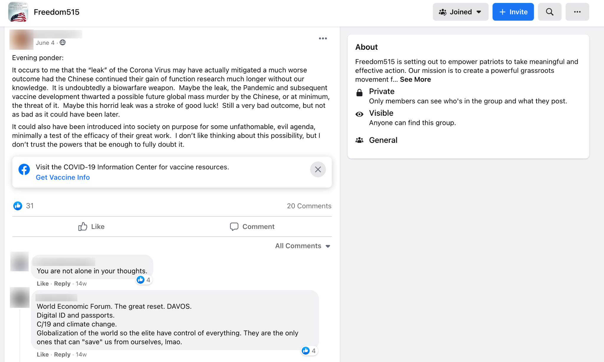 image of facebook post