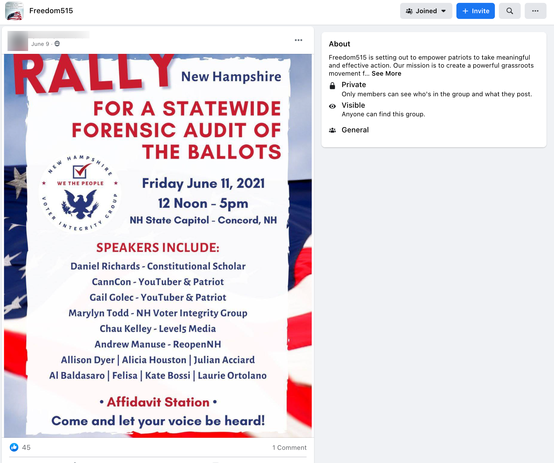 image of facebook post