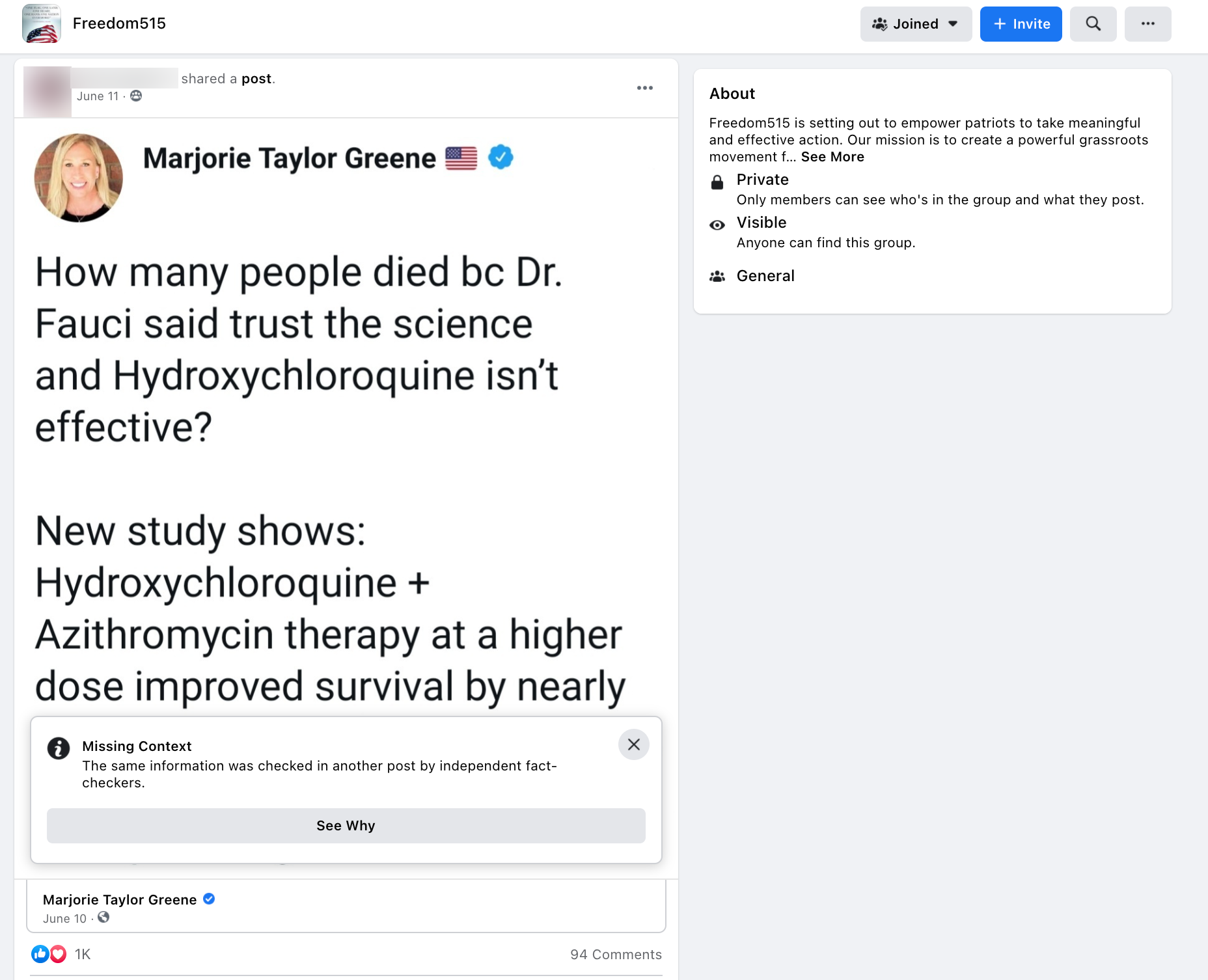 image of facebook post