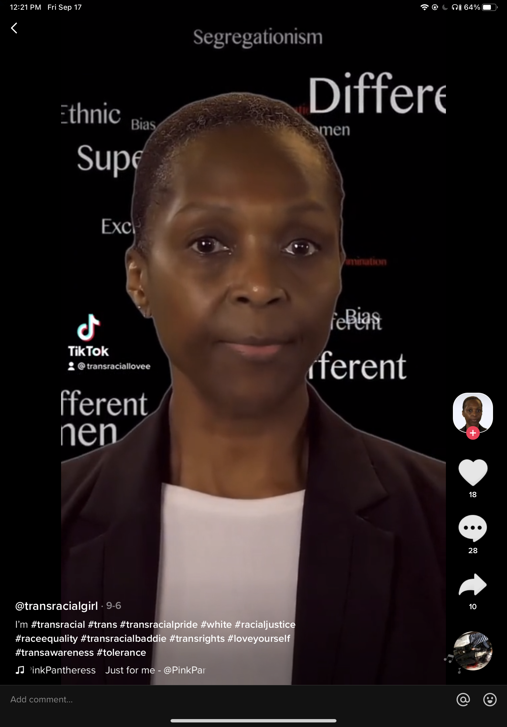 Transraciallovee Black deep fake claiming to identify as a white woman