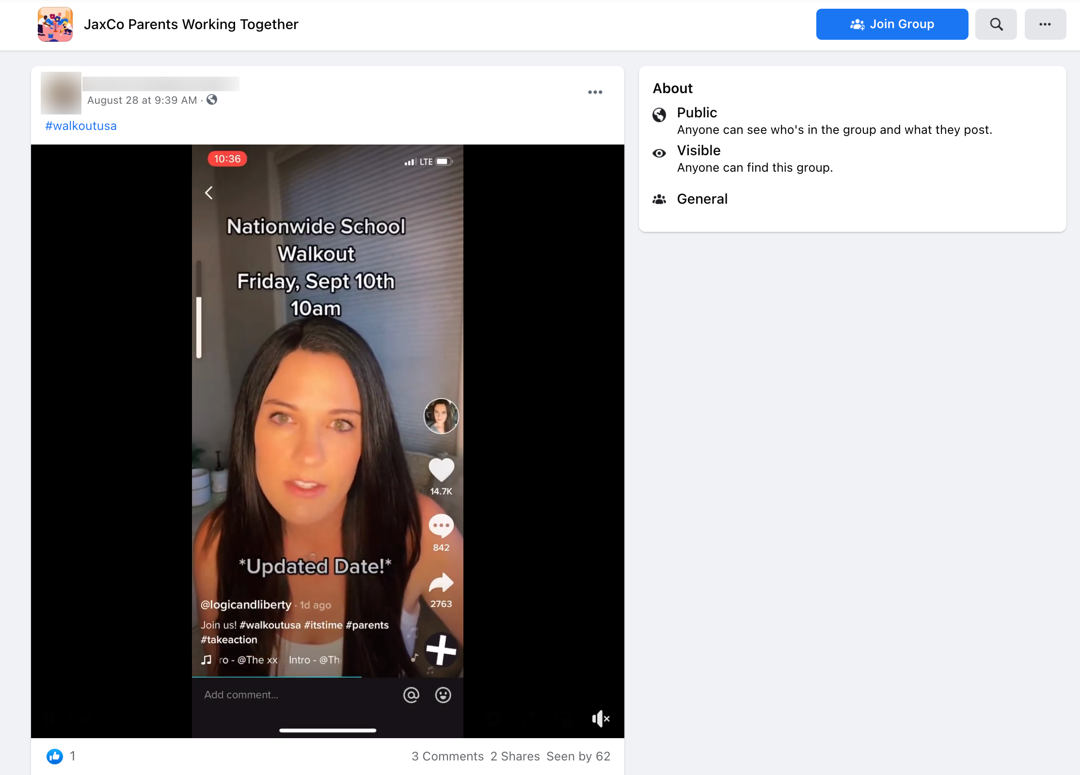 image of facebook post