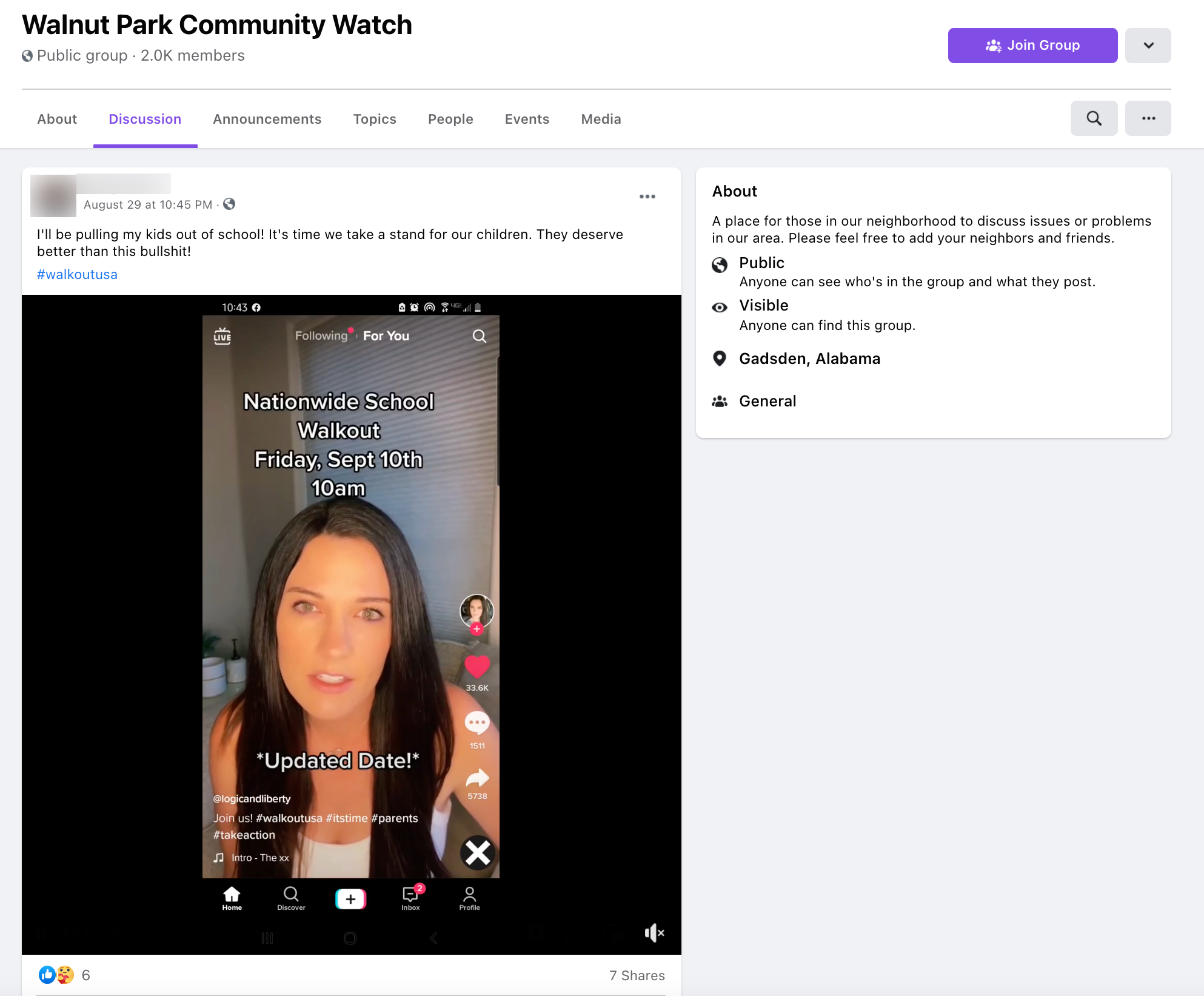 image of facebook post