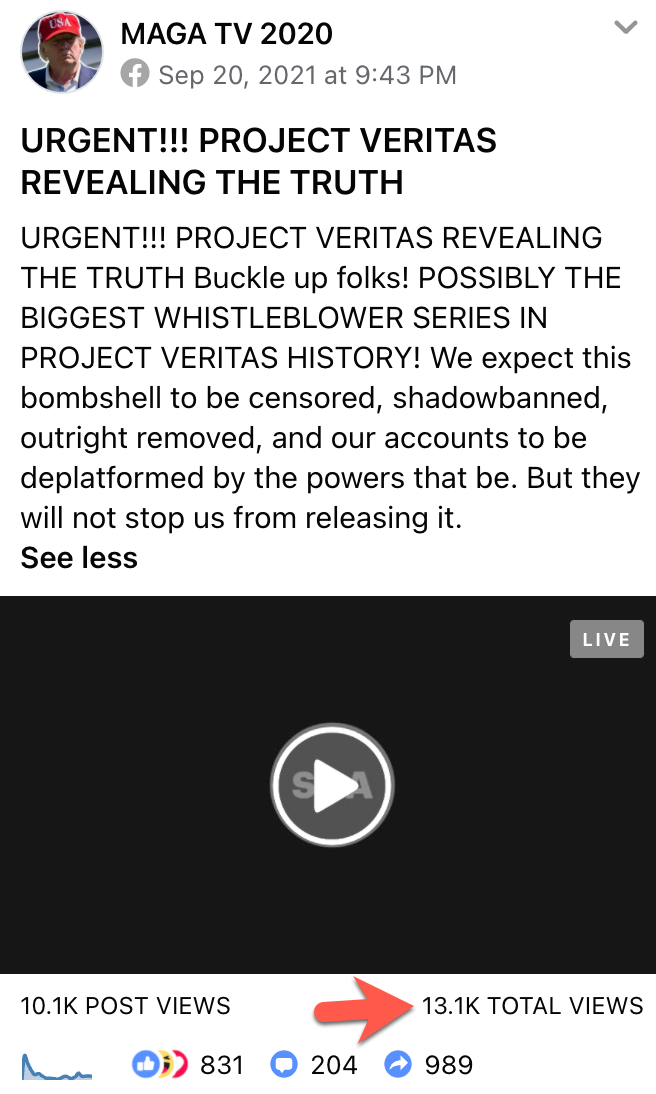 Veritas video Facebook upload