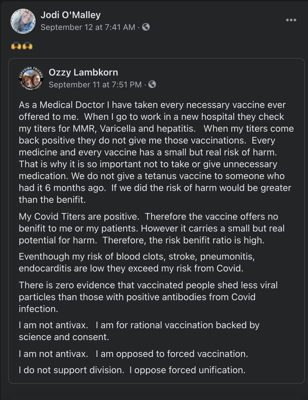 From Jodi O'Malley's Facebook account. 