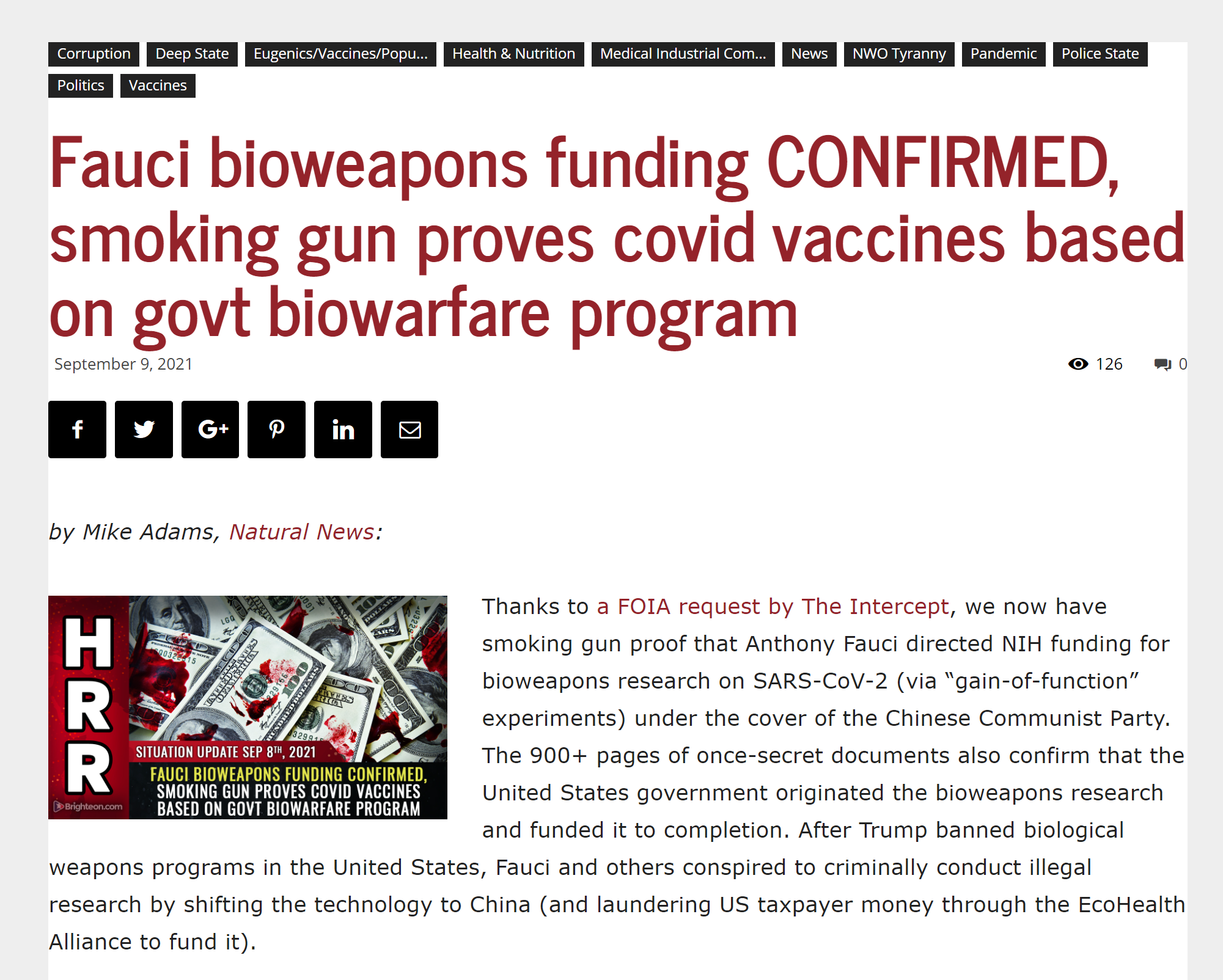 Bioweapons claims about the vaccine
