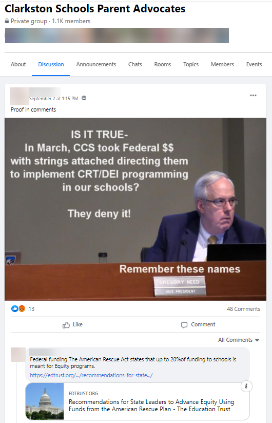 angry CRT post telling people to look in comments