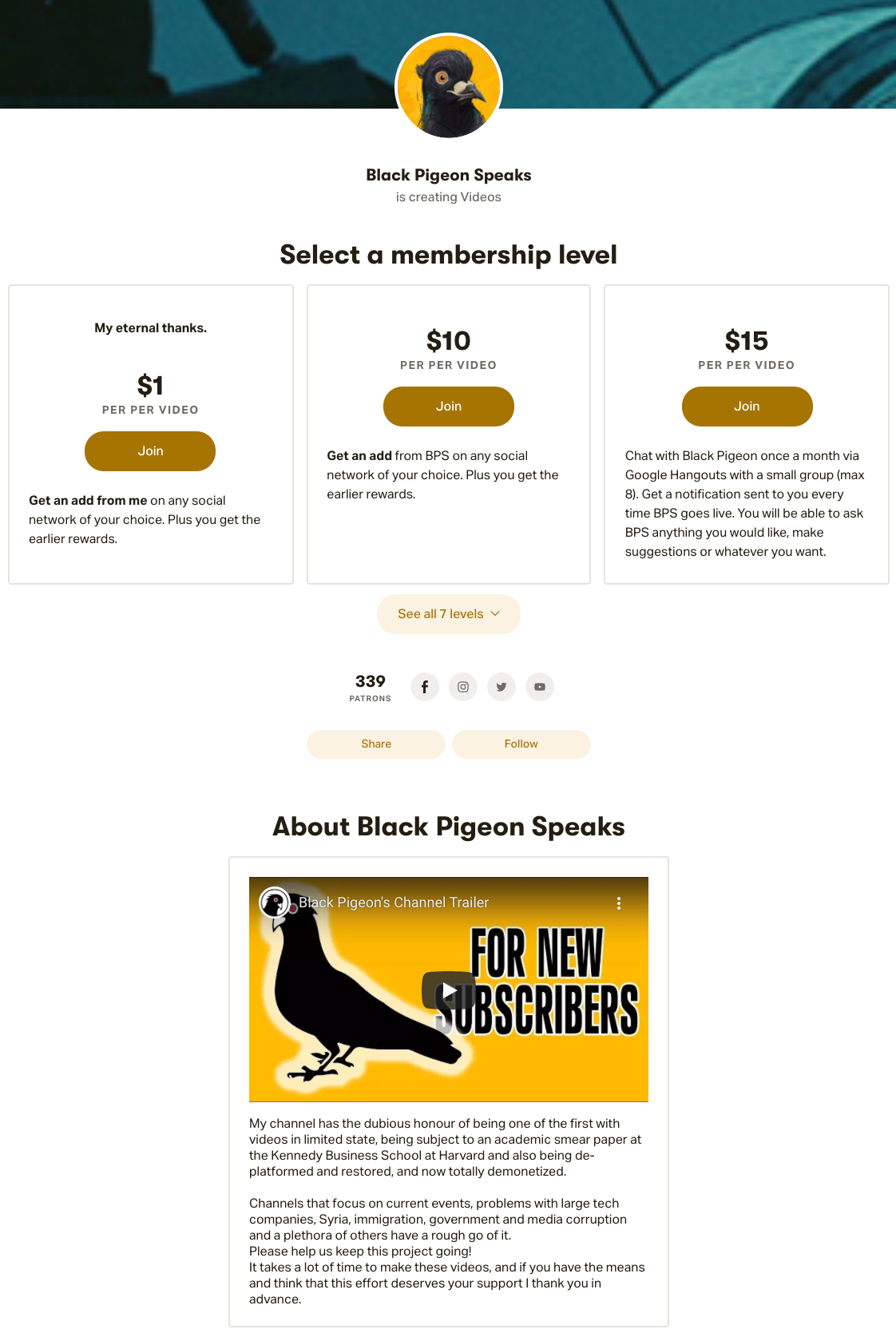 Black Pigeon Speaks Patreon